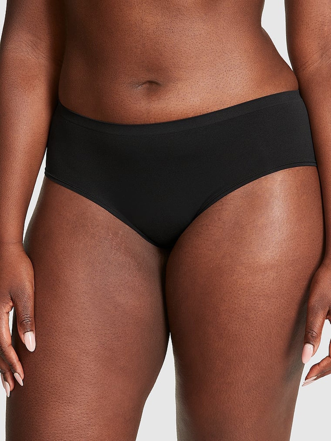 

Victoria's Secret PINK Low-Rise Seamless Hiphugger Hipsters Briefs, Black