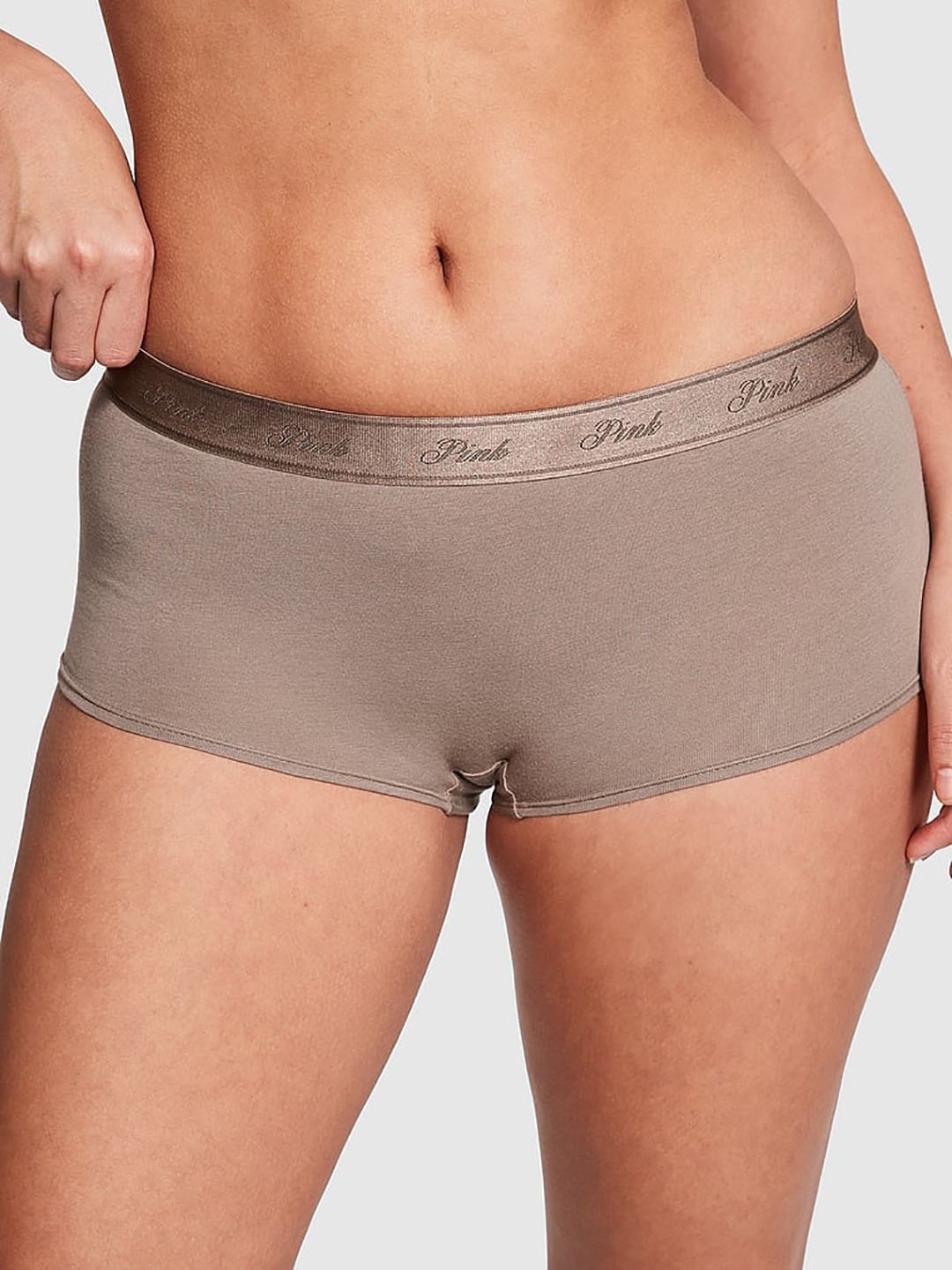 

Victoria's Secret PINK Logo Low-Rise Boyshort Brief, Brown