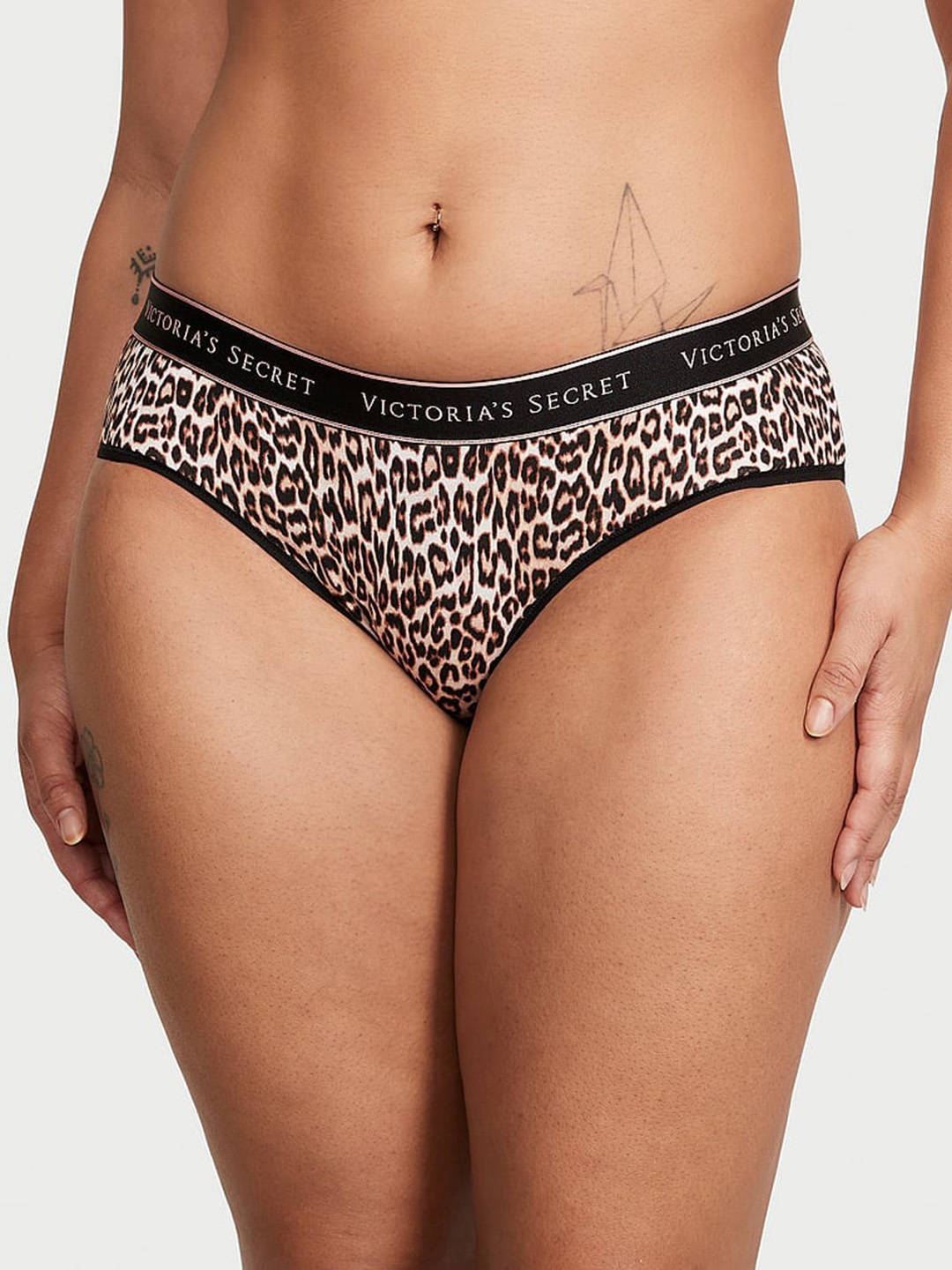 

Victoria's Secret Logo Abstract Printed Hiphugger Hipster Briefs, Beige