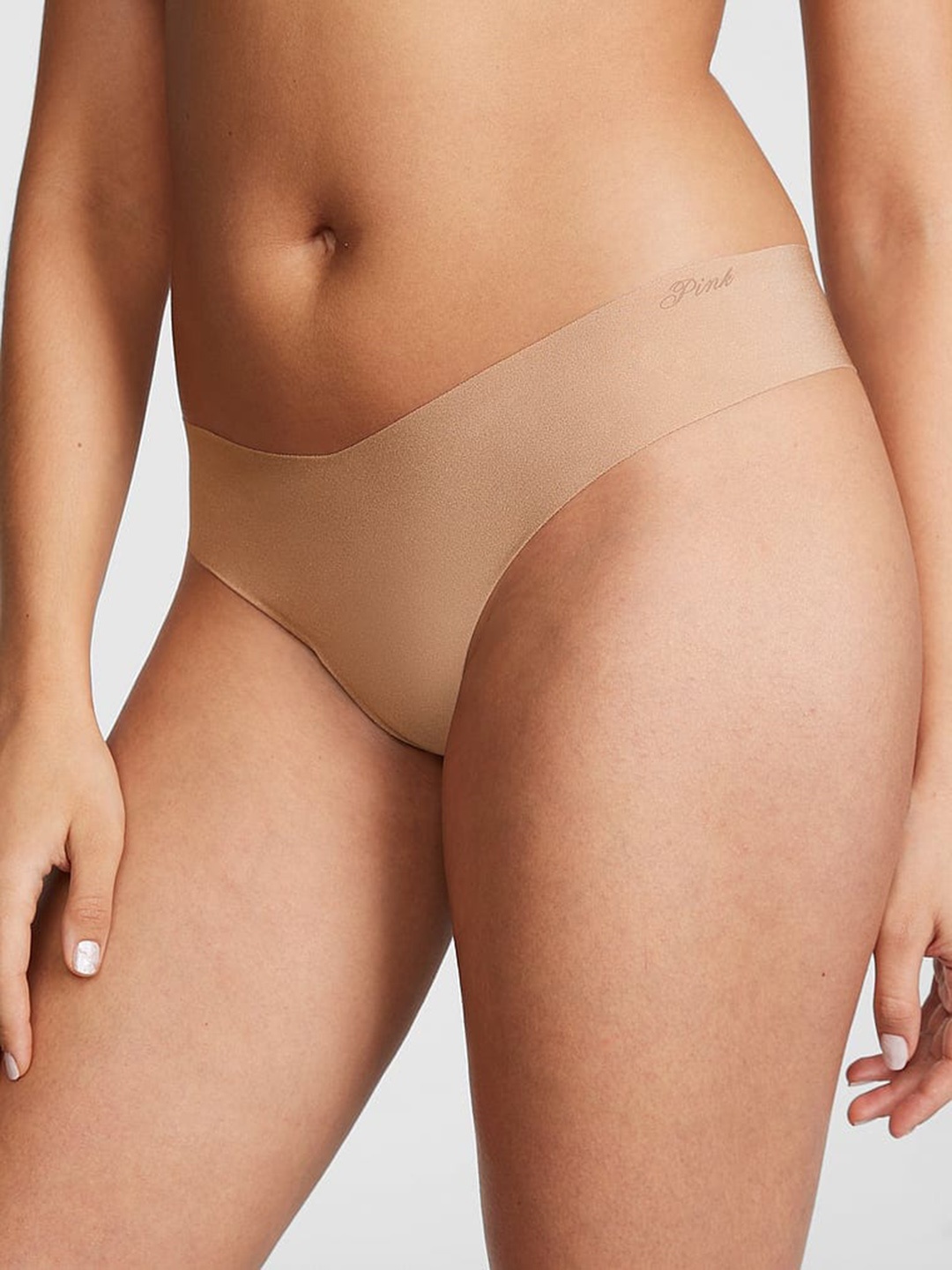 

Victoria's Secret PINK No-Show Thong Briefs 1124111965H8, Beige