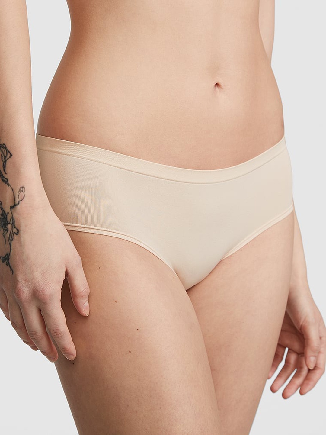 

Victoria's Secret PINK Seamless Hiphugger Low-Rise Hipster Briefs, Beige