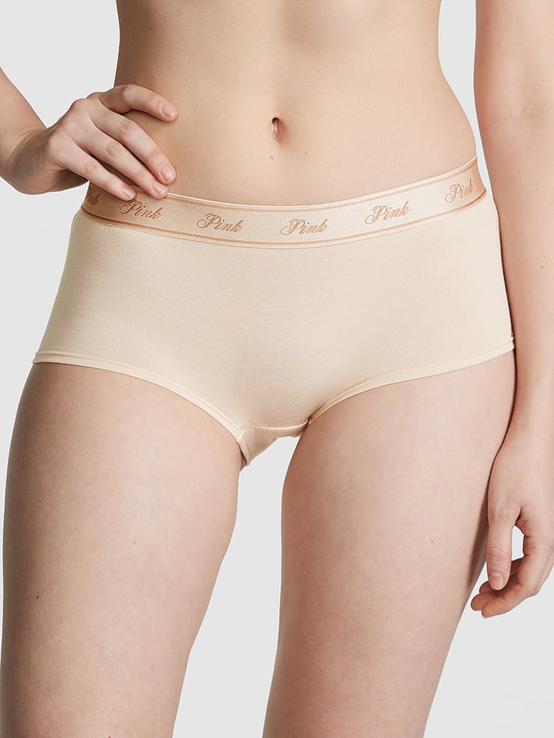 

Victoria's Secret PINK Logo Printed Boy Shorts Briefs, Beige