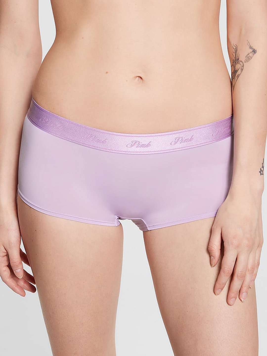 

Victoria's Secret PINK Brand Logo Low Rise Micro Boy Short Brief, Lavender