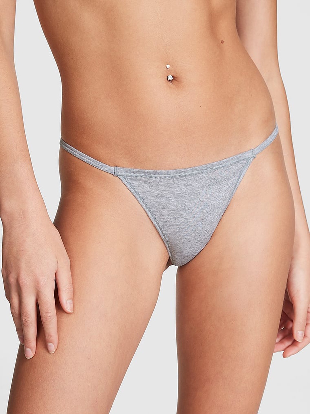 

Victoria's Secret PINK Low Rise V-String Thong Briefs, Grey