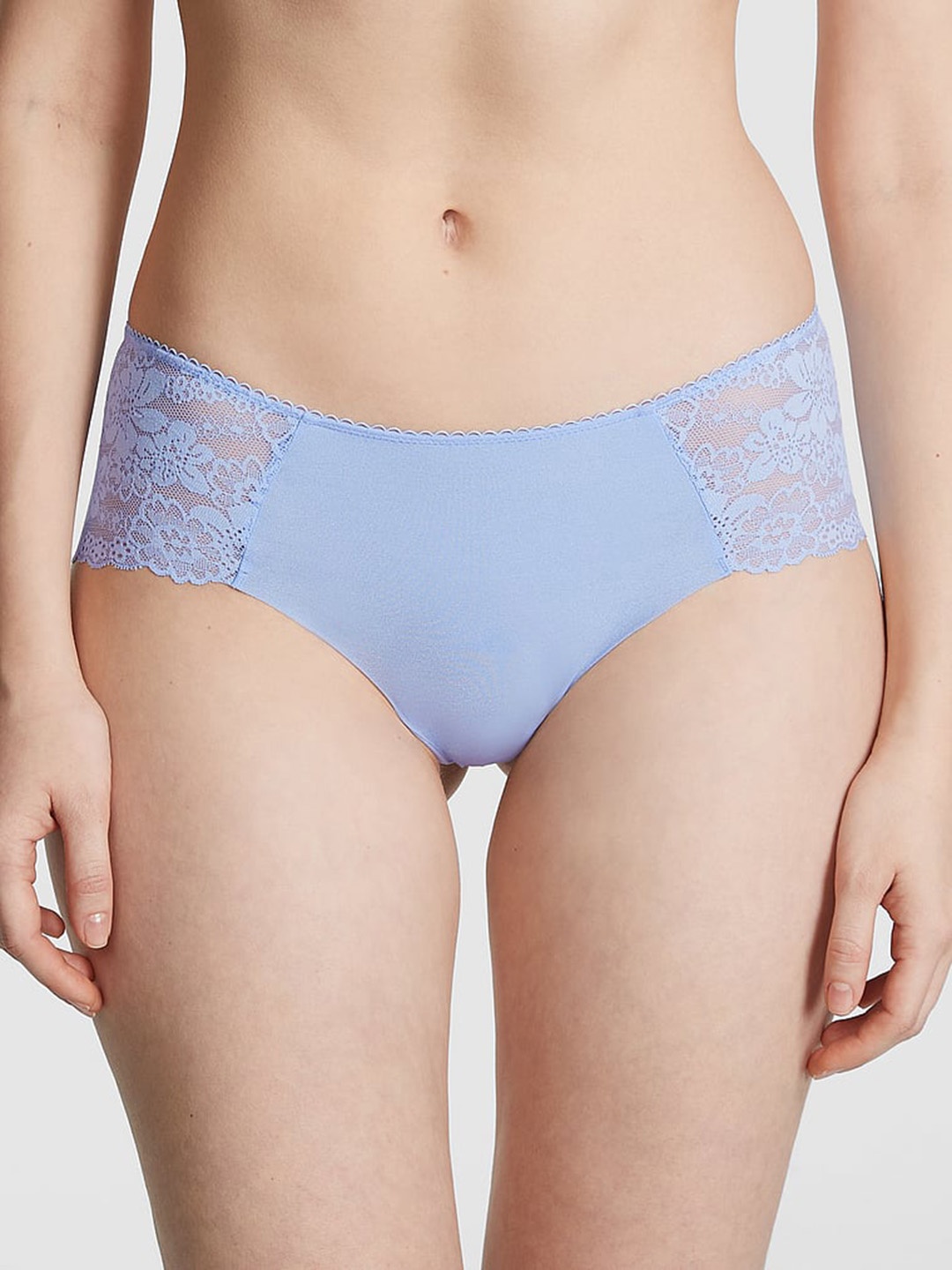 

Victoria's Secret PINK No-Show Cheeky Low-Rise Lace Basic Briefs, Blue