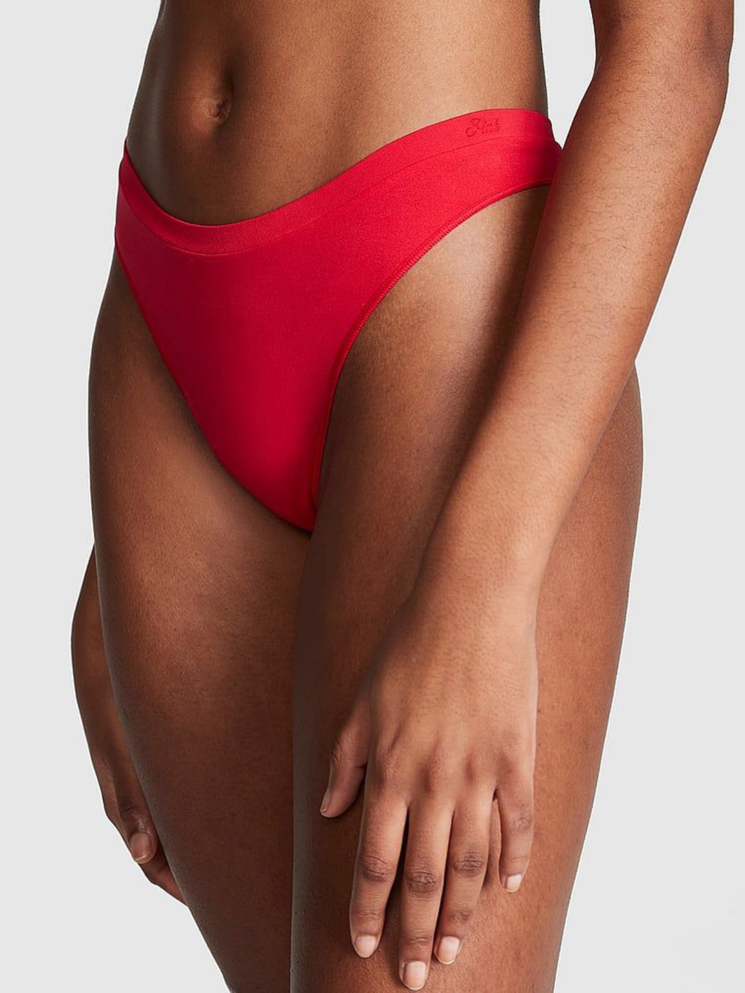 

Victoria's PINK Low Rise Seamless Scoop Thong Briefs, Red