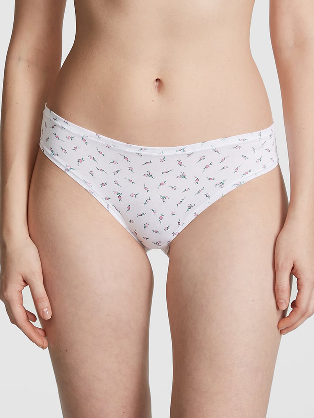 

Victoria's Secret PINK Cheeky Floral Printed Low-Rise Basic Briefs, White