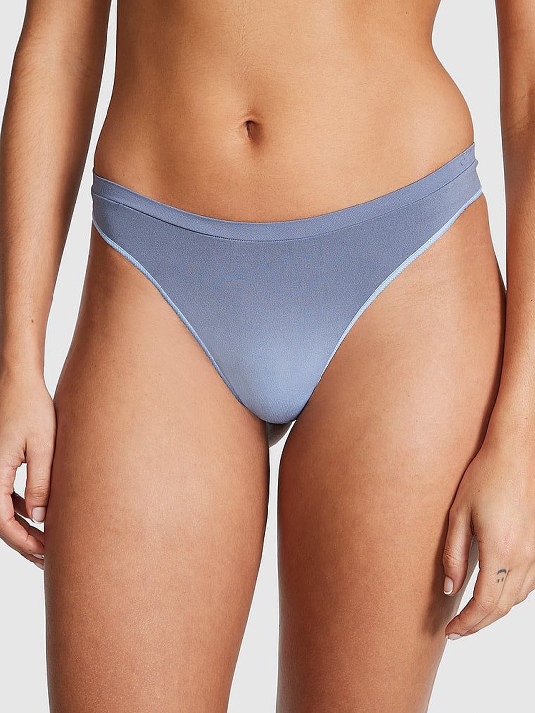 

Victoria's Secret PINK Low Rise Seamless Scoop Thong Briefs, Blue
