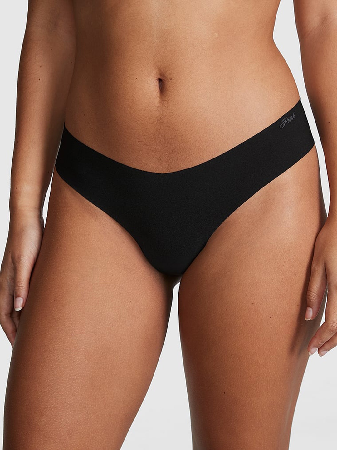 

Victoria's Secret PINK Low Rise No-Show Thong Briefs, Black