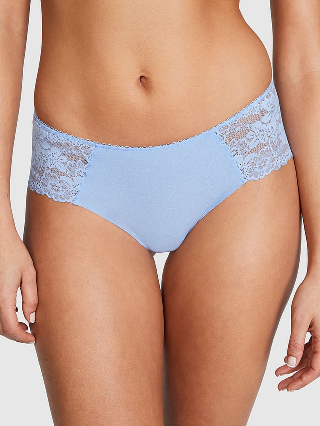 

Victoria's Secret PINK Self Design Low-Rise No-Show Hiphugger Hipster Briefs, Blue
