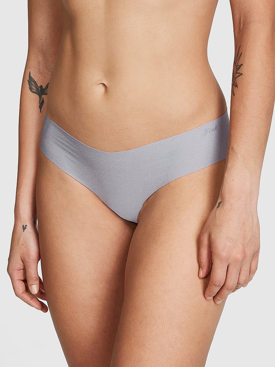 

Victoria's Secret PINK Low Rise No-Show Thong Briefs 112411192ODJ, Grey