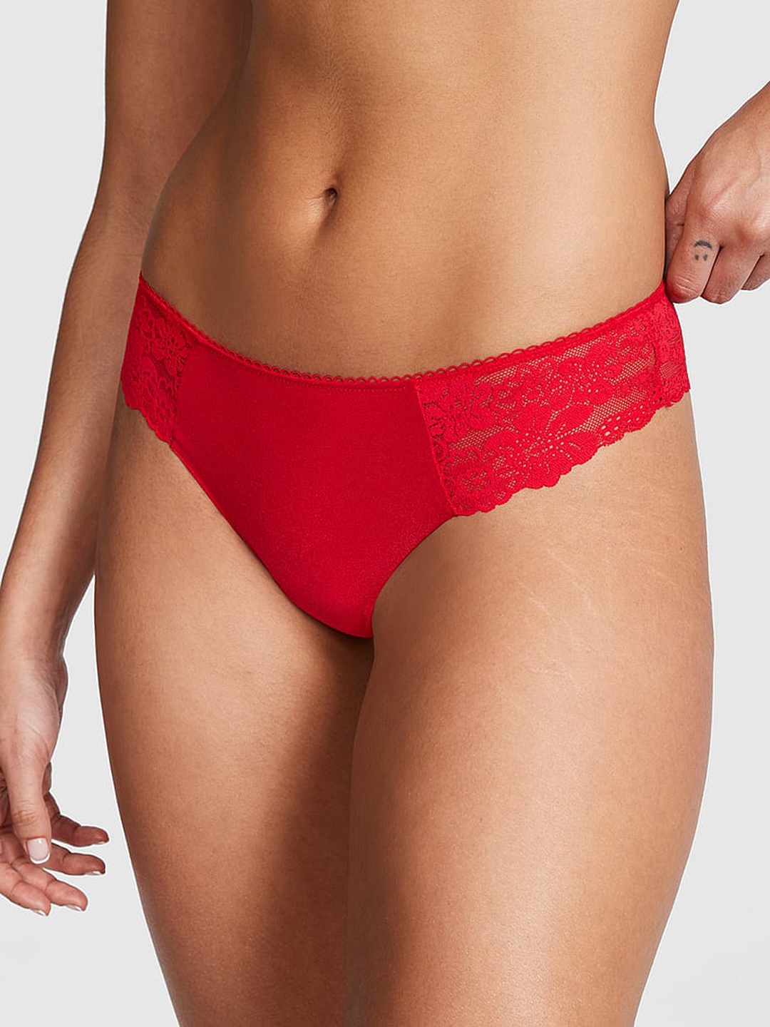 

Victoria's Secret PINK Low-Rise No-Show Thong Briefs 112411183ET8, Red