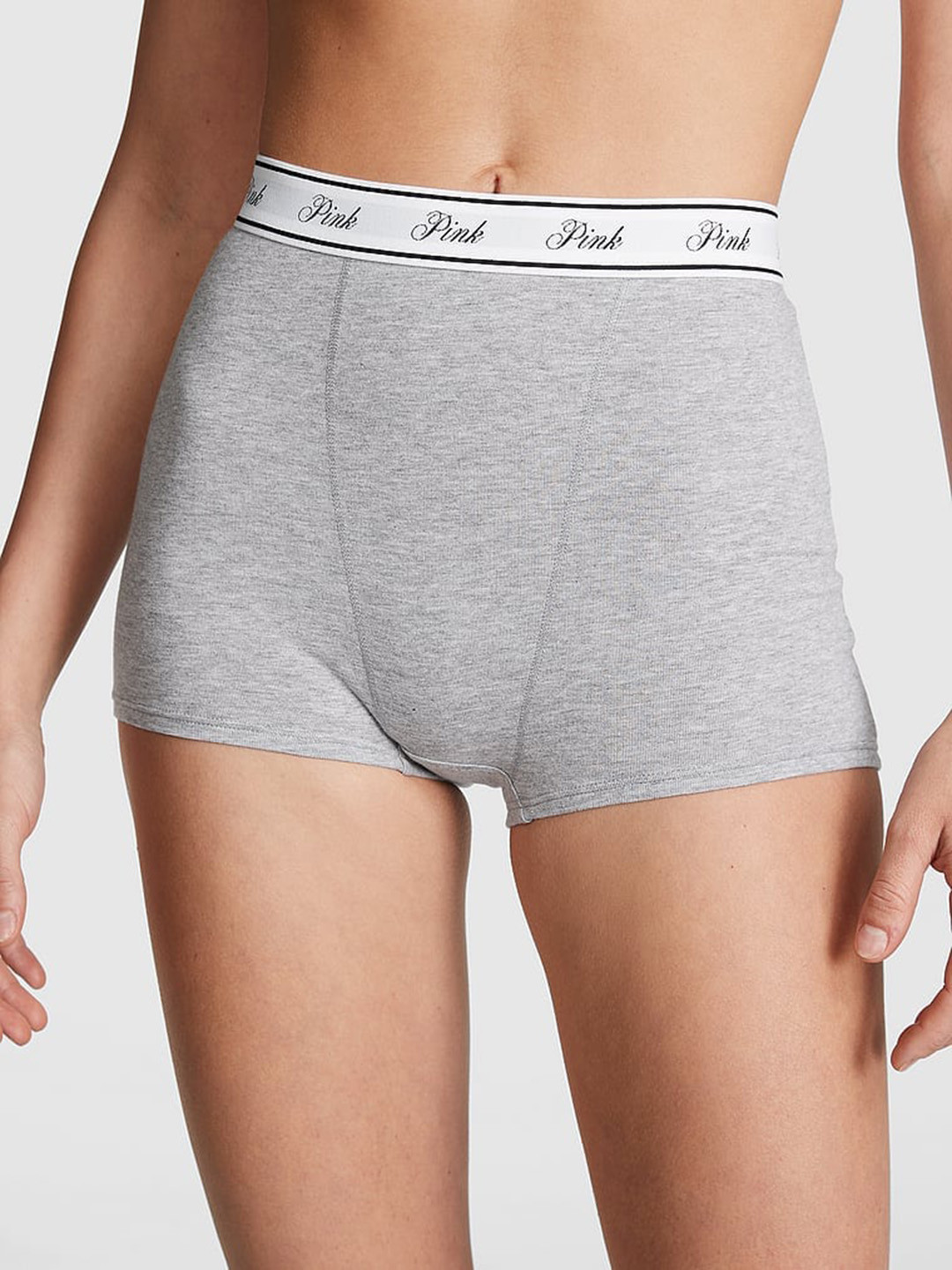

Victoria's Secret PINK Logo High Rise Boy Short Briefs, Grey
