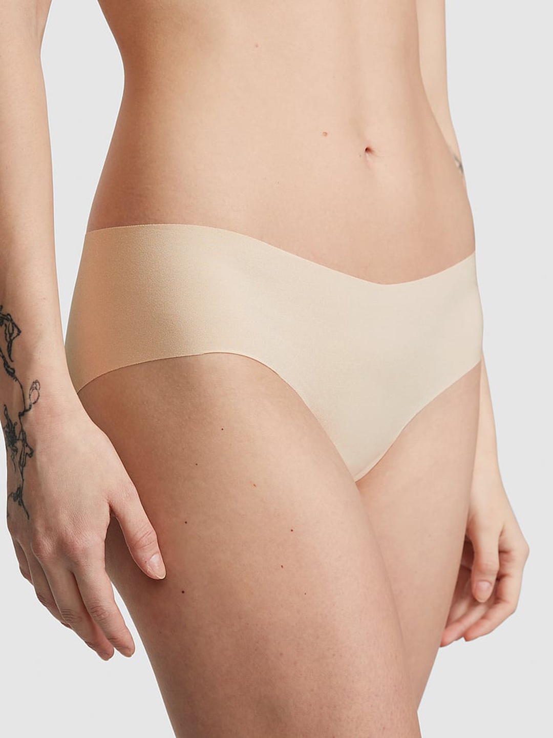 

Victoria's Secret PINK No-Show Low-Rise Seamless Hiphugger Hipster Briefs, Beige