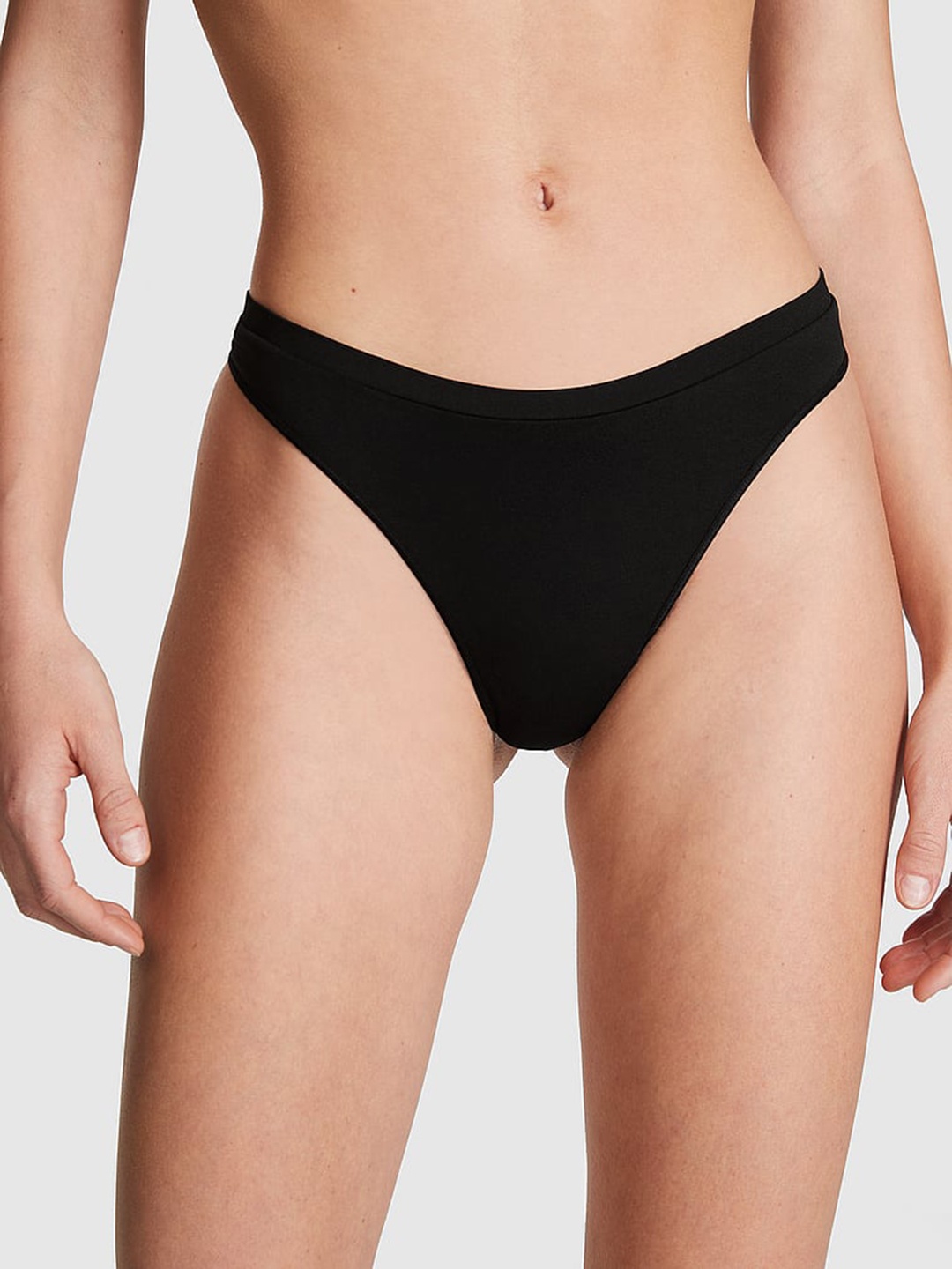 

Victoria's Secret PINK Seamless Low-Rise Scoop Thong Briefs, Black