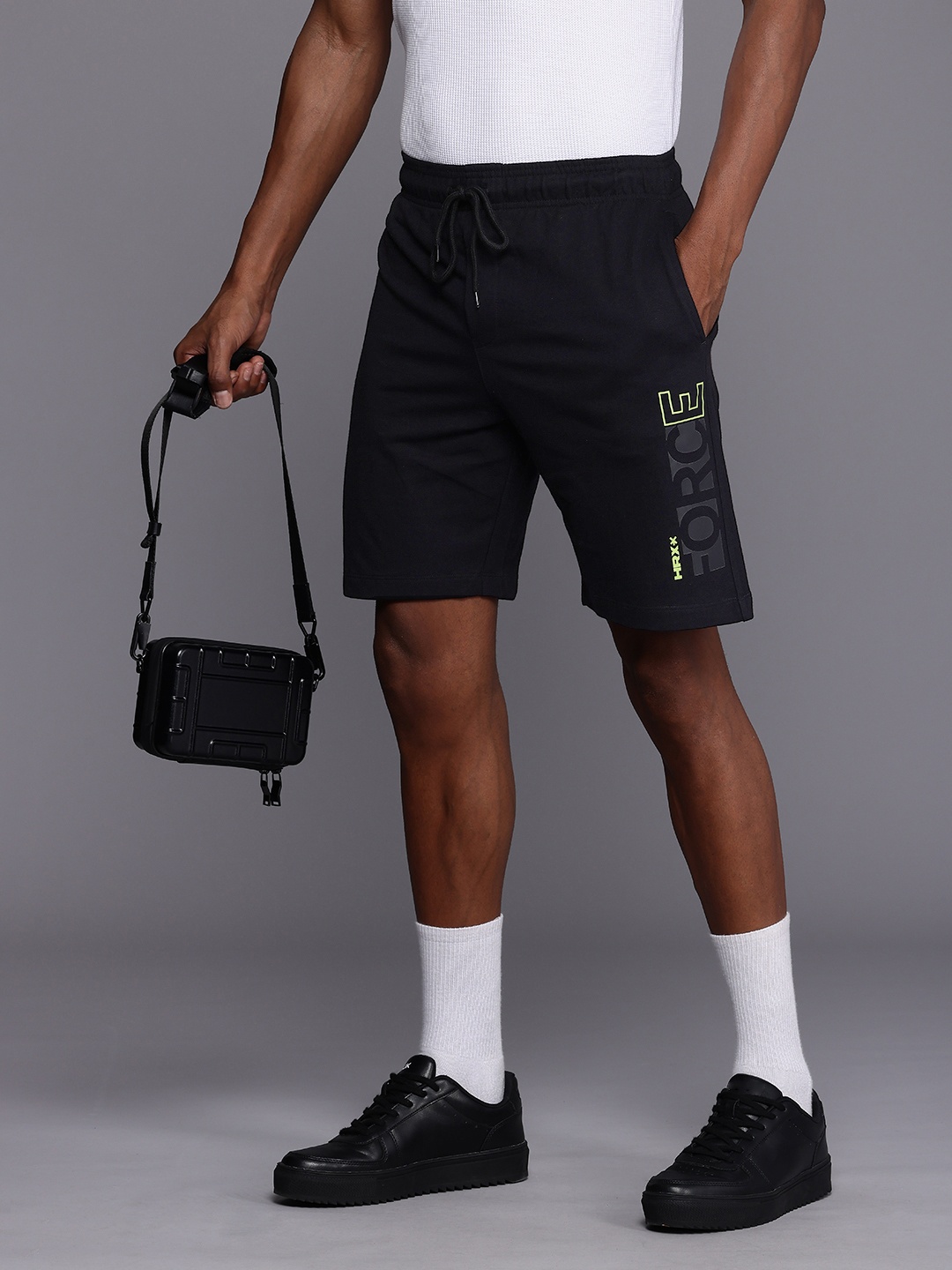

HRX by Hrithik Roshan Men Graphic Printed Regular Shorts, Black