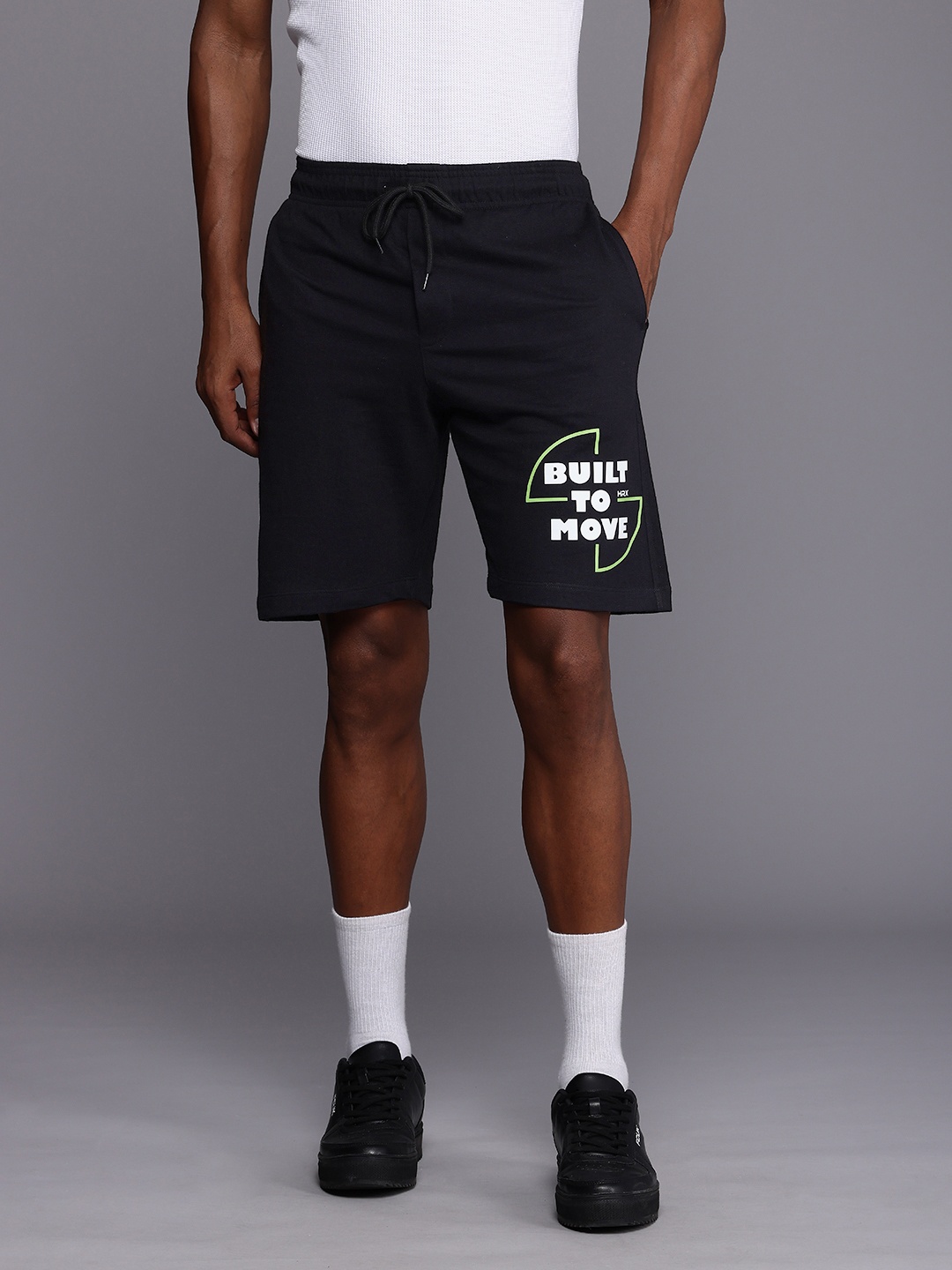 

HRX by Hrithik Roshan Men Typography Printed Regular Shorts, Black