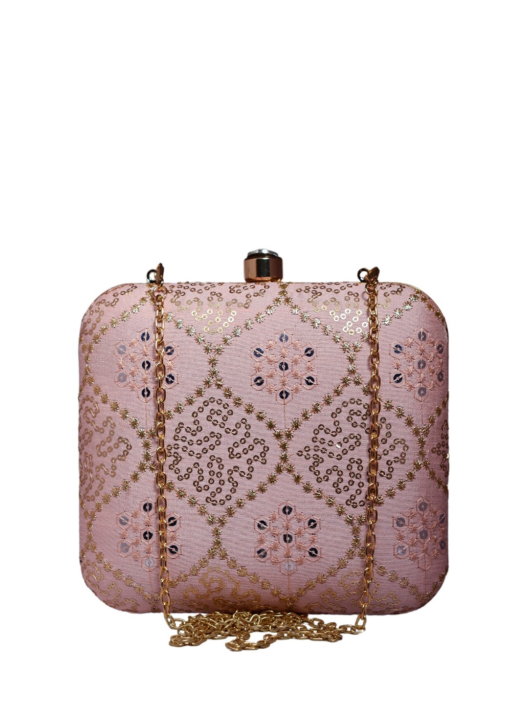 

ARTKLIM Embroidered Box Clutch, Pink