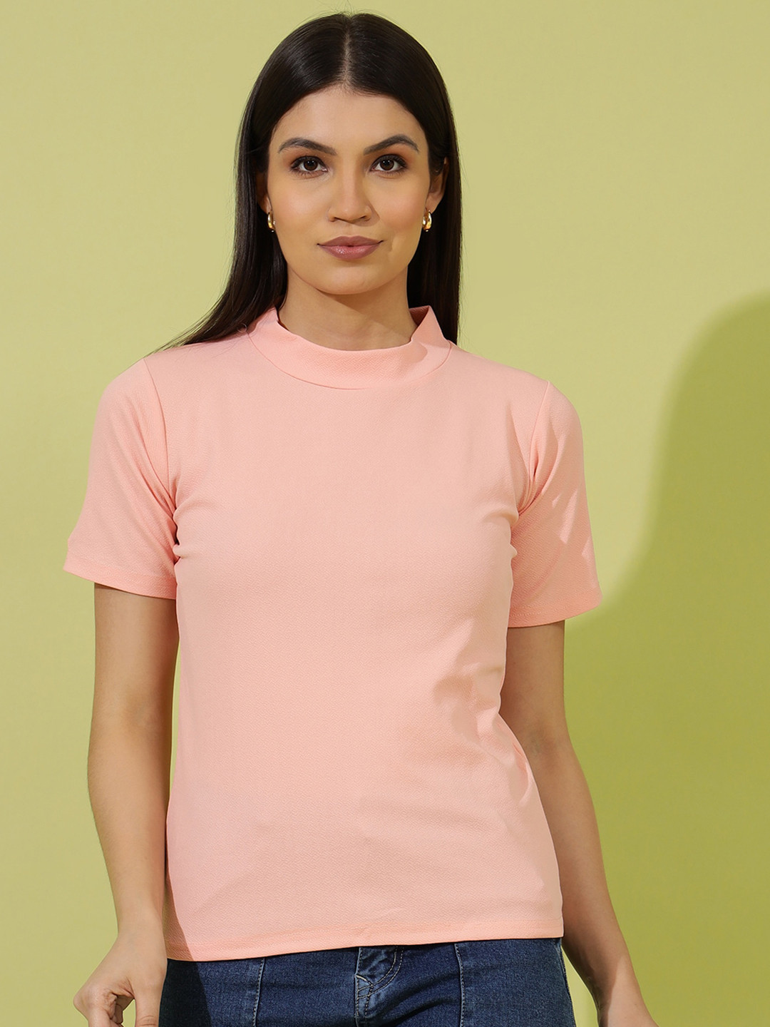 

Wool Trees Round Neck Short Sleeves Top, Pink