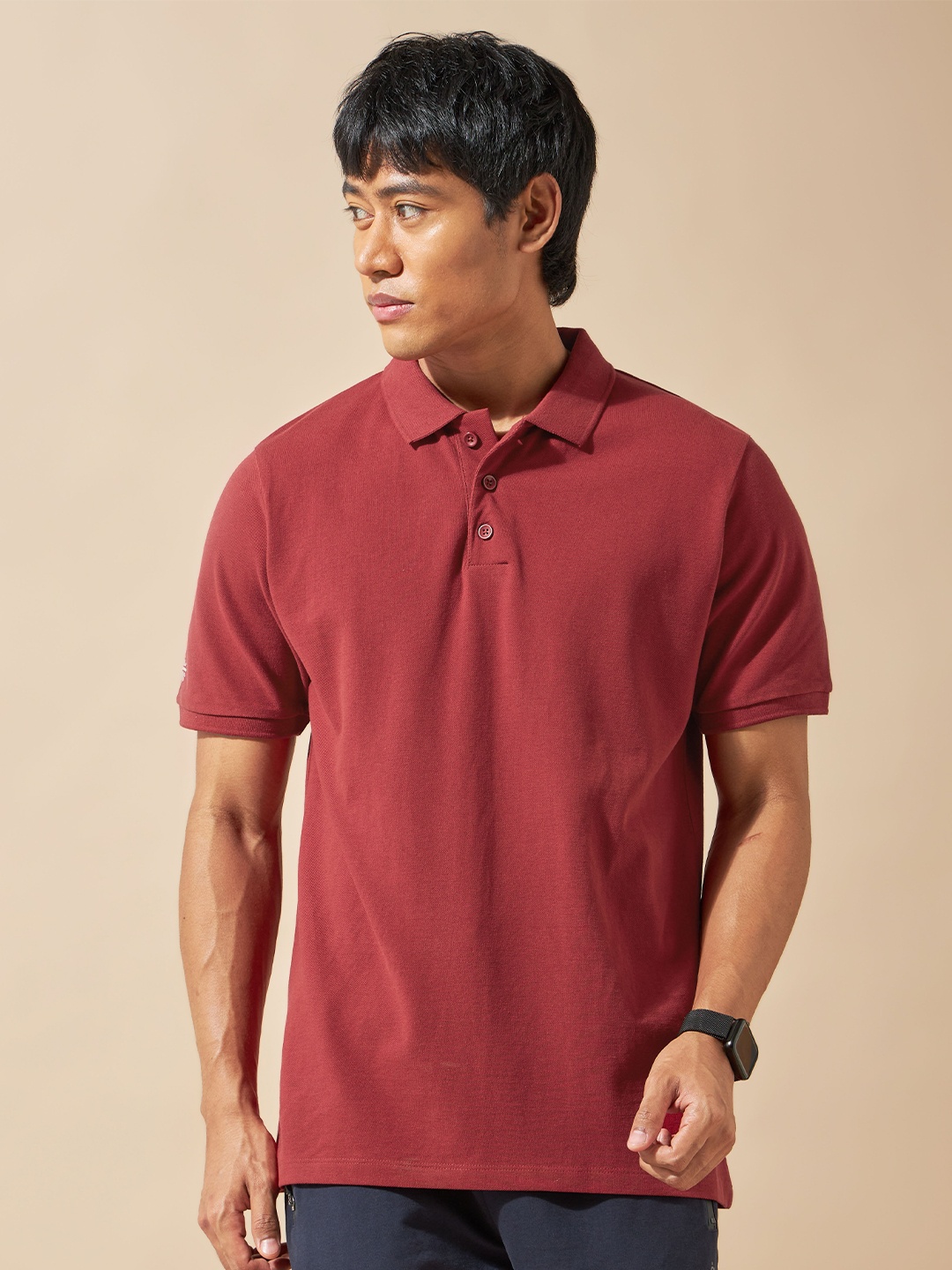 

CULT Men Pure Cotton Polo T-shirts, Burgundy