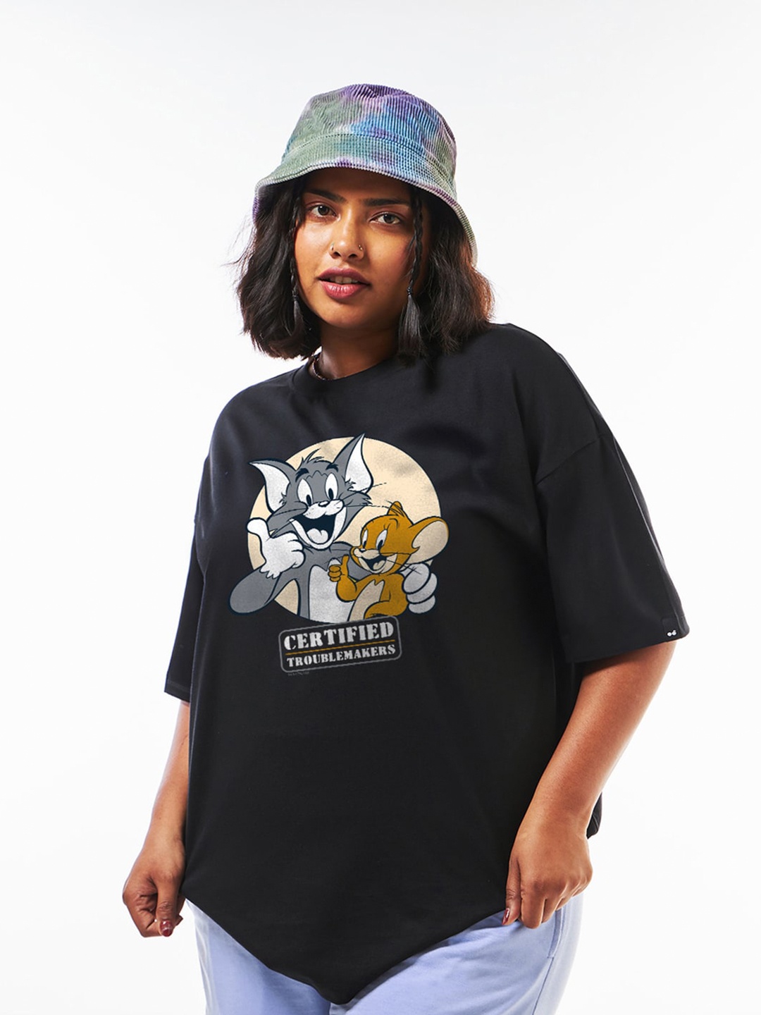 

Bewakoof Plus Tom & Jerry Printed Pure Cotton T-shirt, Black