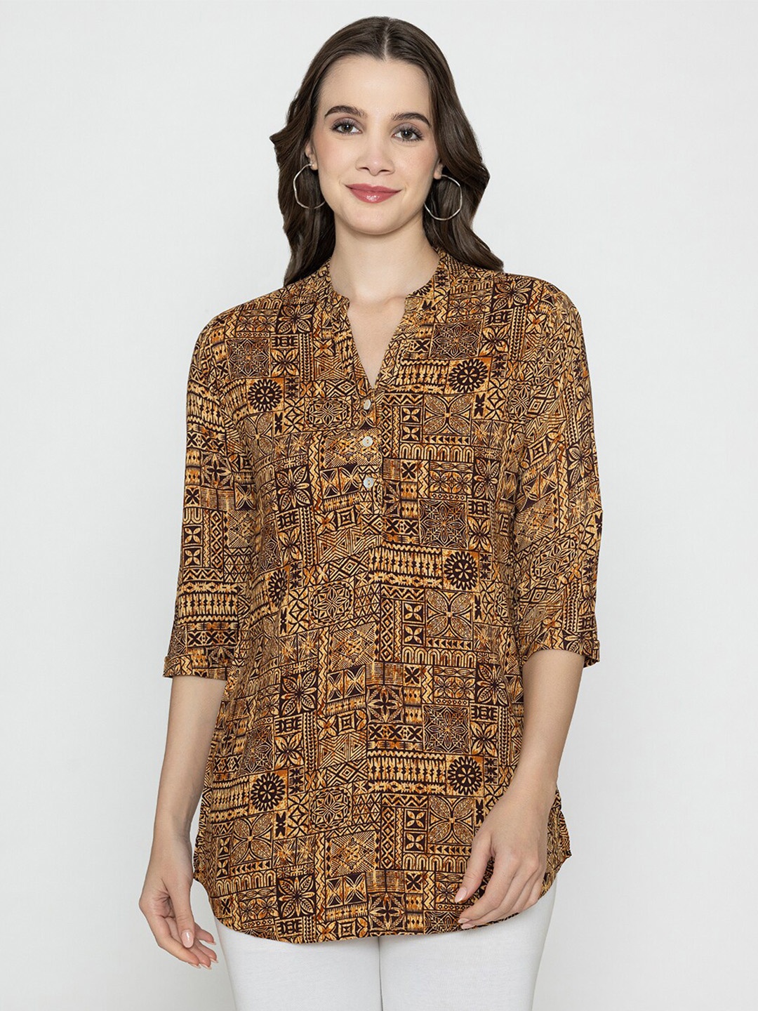 

Bonjour Women Floral Printed Kurti, Brown