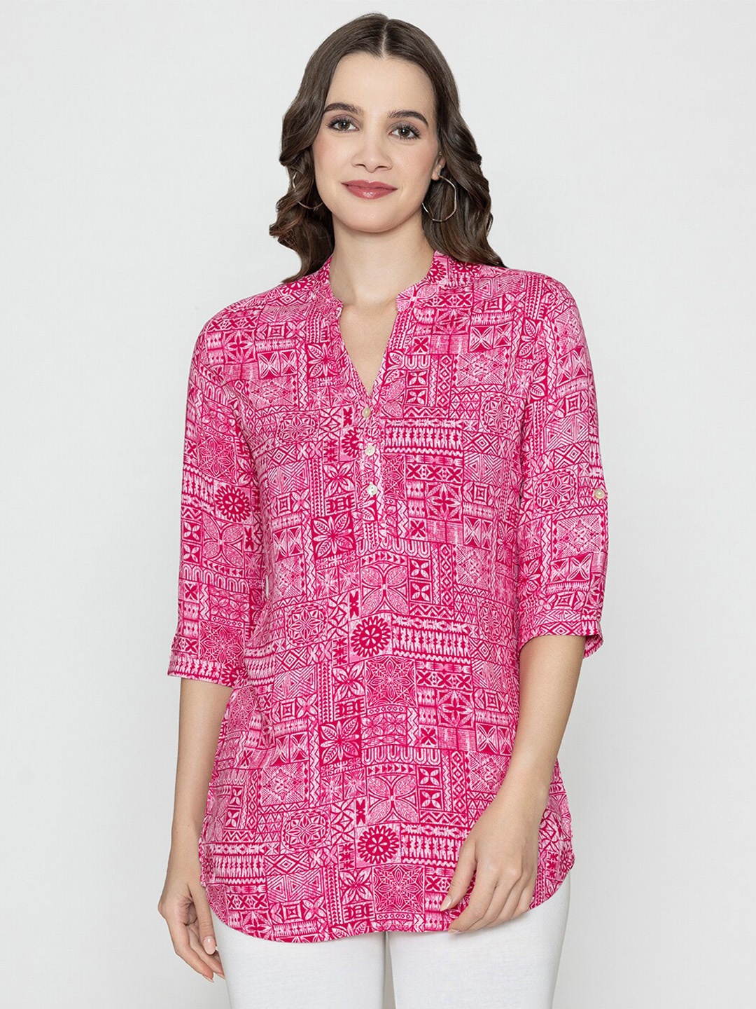 

Bonjour Floral Printed Kurti, Pink