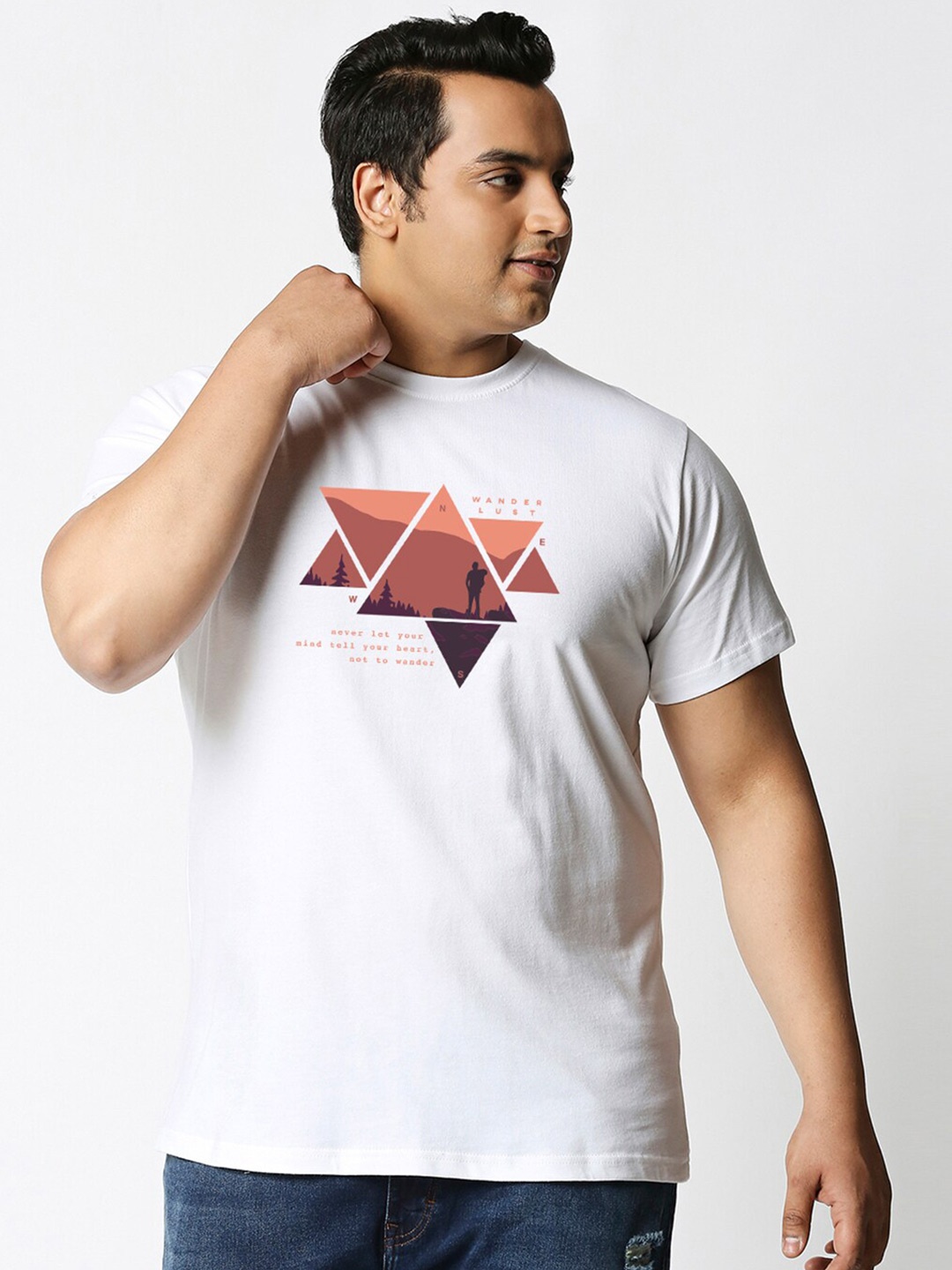 

Bewakoof Plus Graphic Printed Pure Cotton T-shirt, White