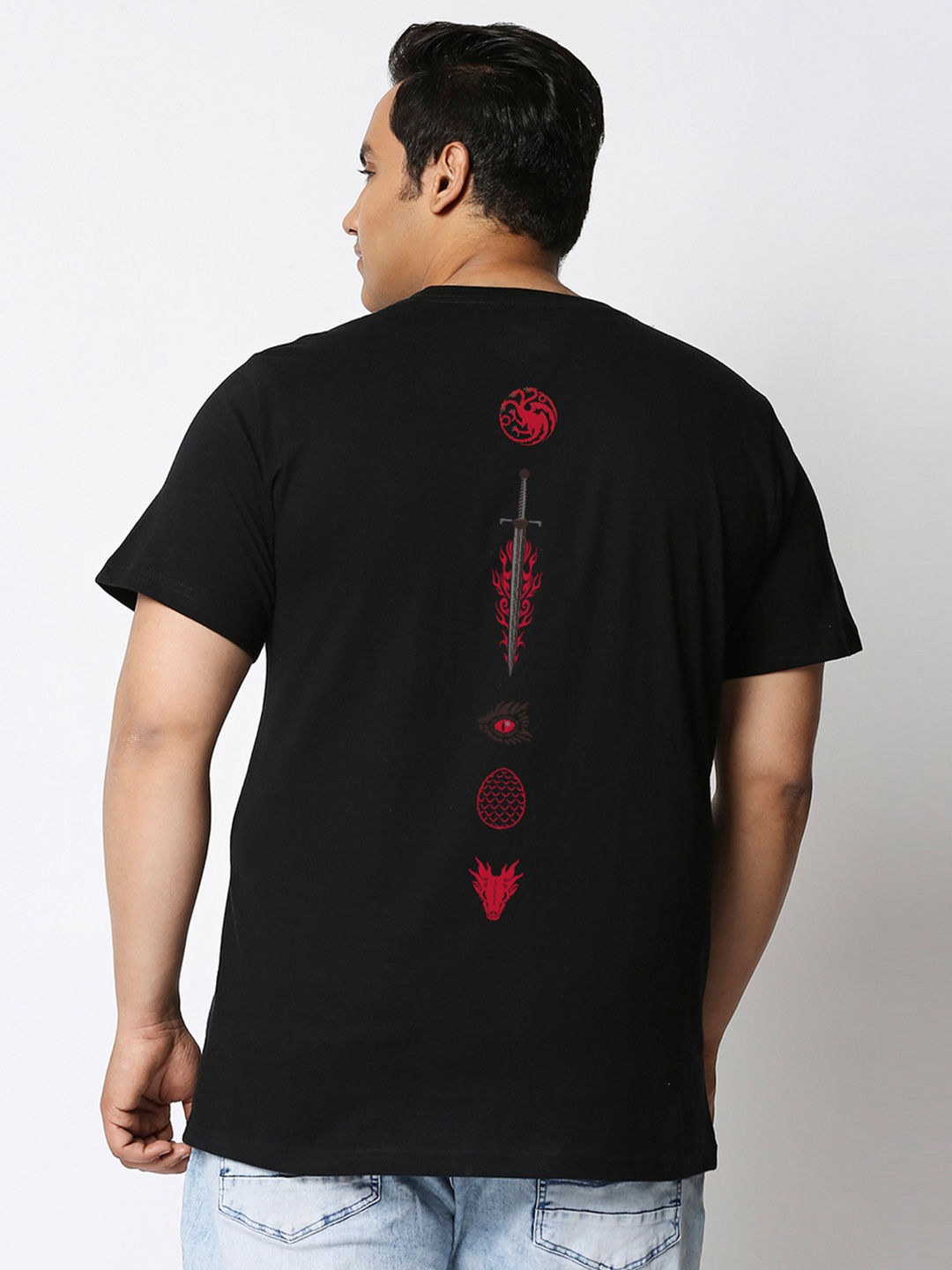 

Bewakoof Men House of the Dragon Graphic Printed Plus Size T-shirt, Black