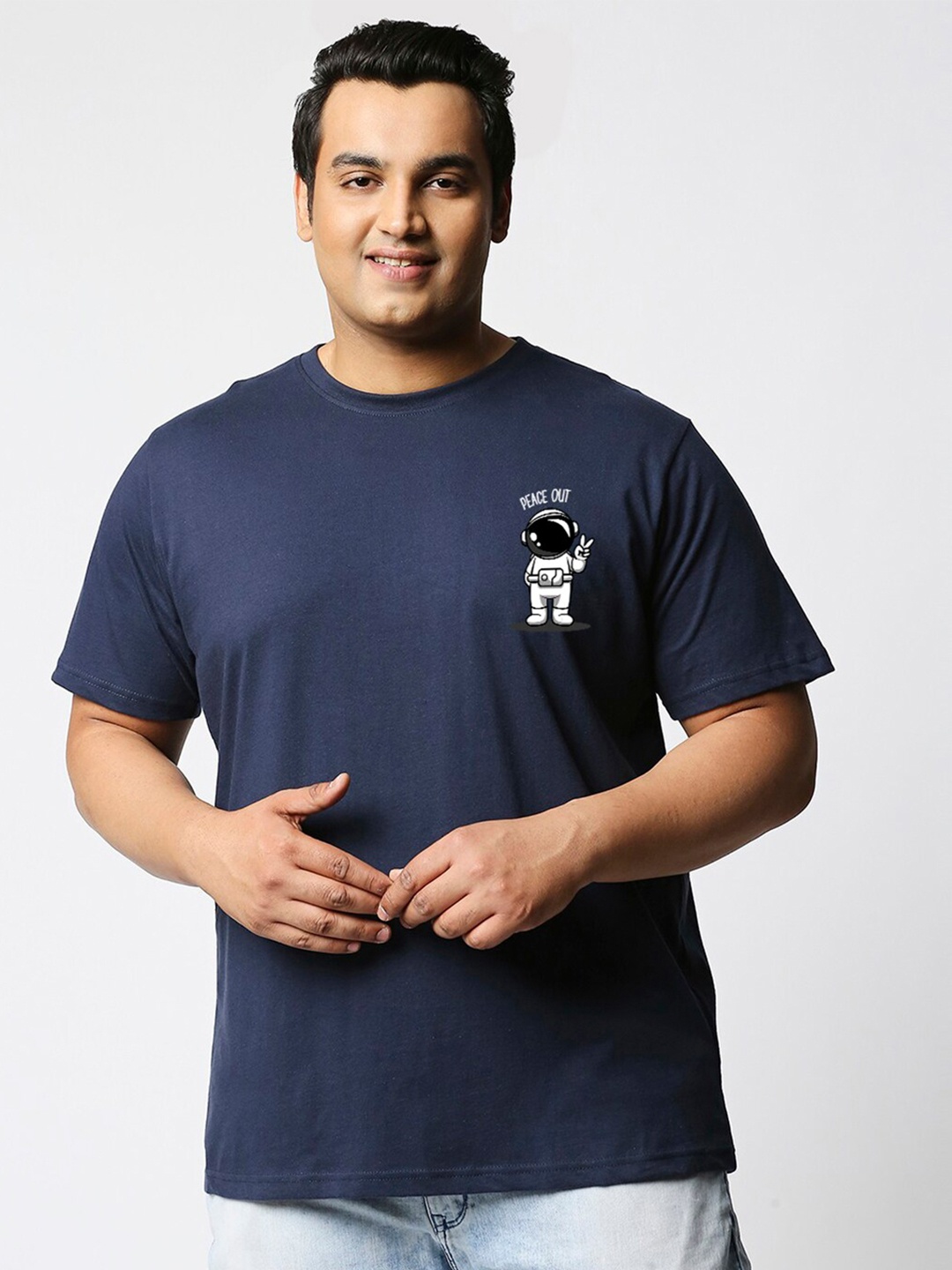 

Bewakoof Plus Pure Cotton Plus Size T-shirt, Blue