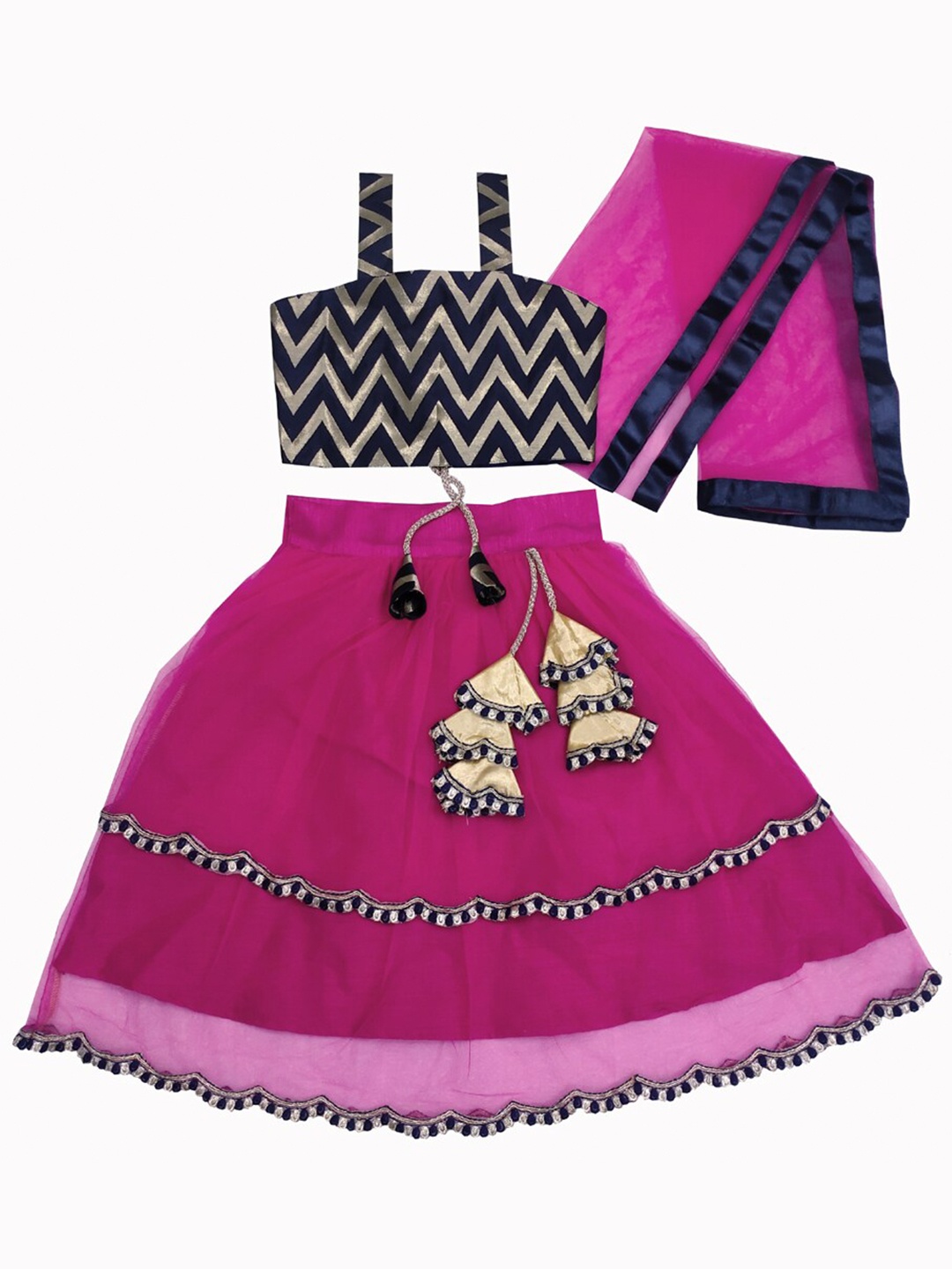 

BAESD Girls Printed Ready to Wear Lehenga & Blouse With Dupatta, Pink