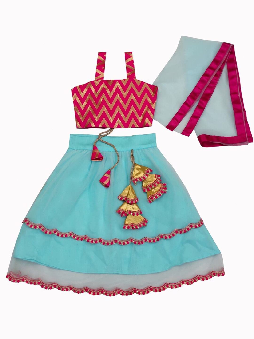 

BAESD Girls Ready to Wear Lehenga & Blouse With Dupatta, Sea green