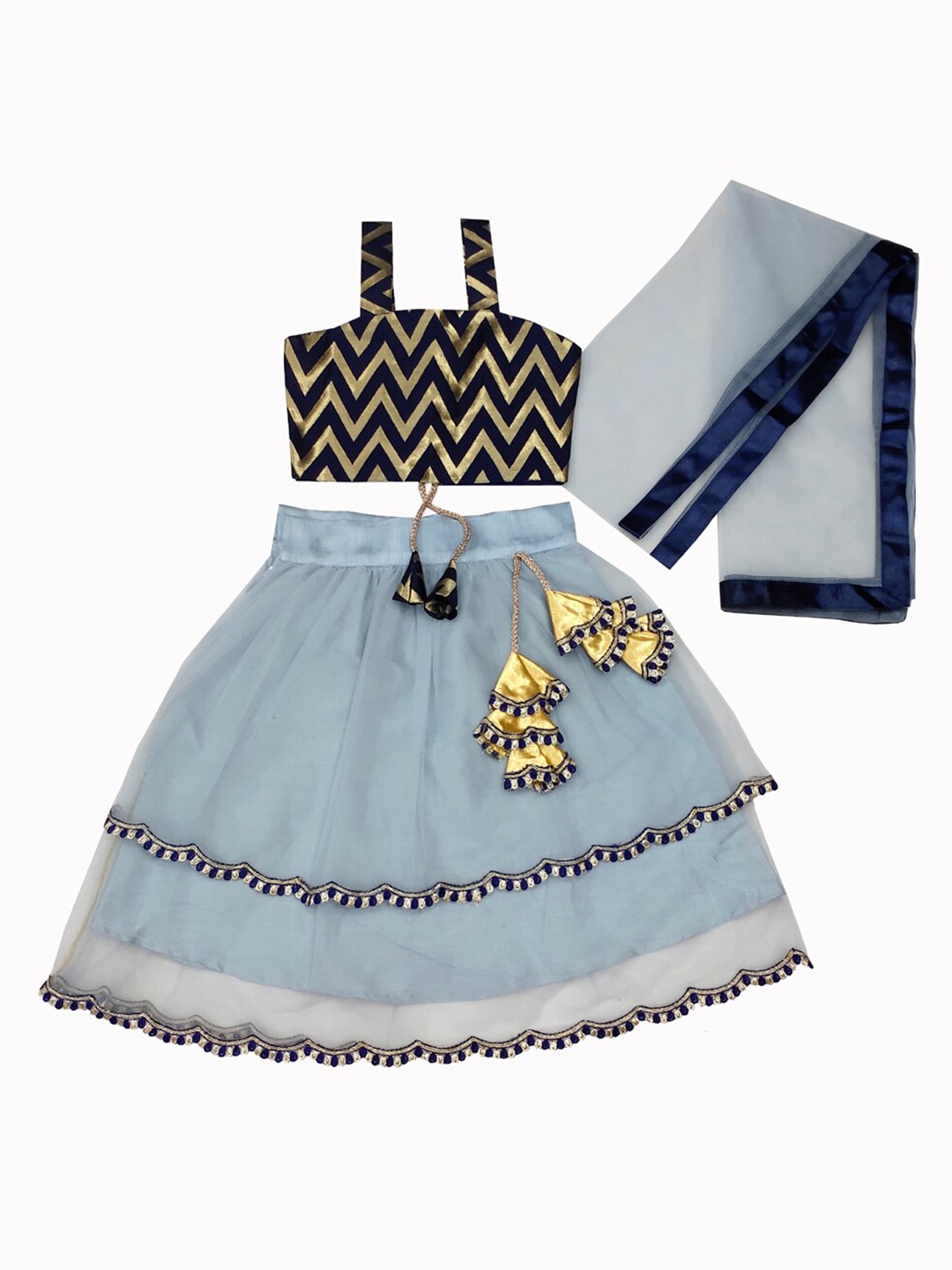 

BAESD Girls Printed Ready to Wear Lehenga & Blouse With Dupatta, Grey