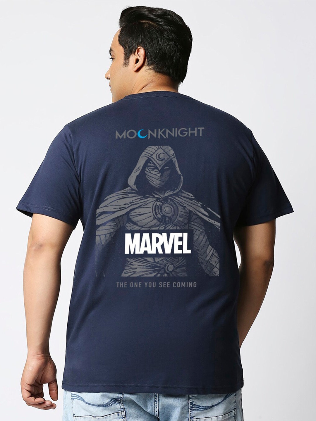

Bewakoof Plus Graphic Printed Oversized Pure Cotton T-shirt, Blue