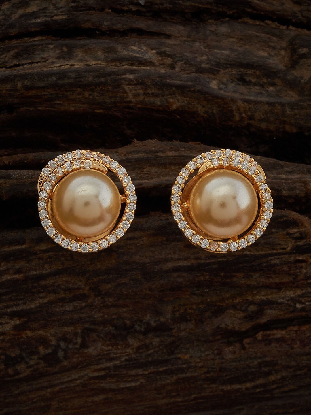 

Kushal's Fashion Jewellery Gold-Plated Zircon Studded Contemporary Studs Earrings, White