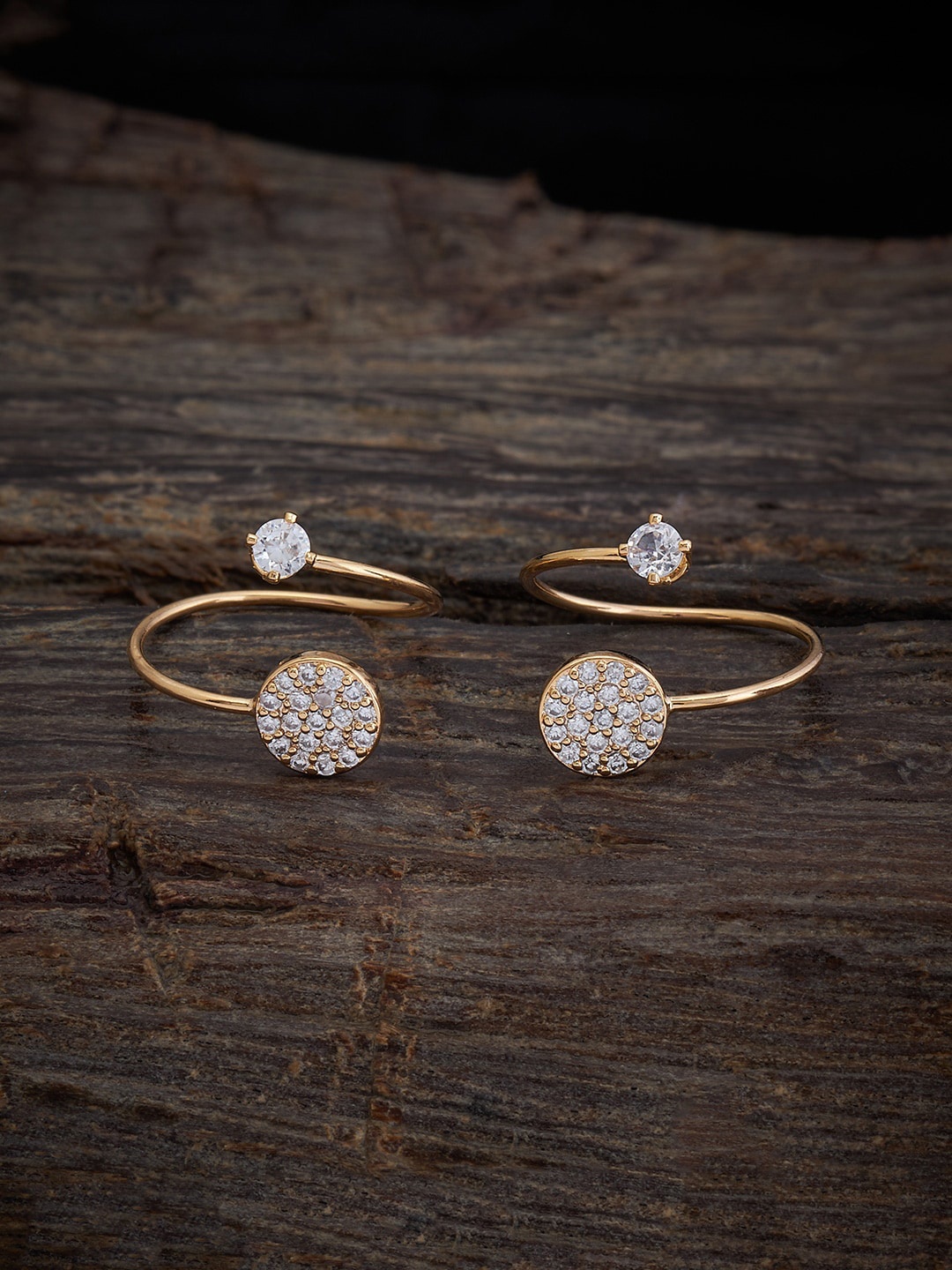 

Kushal's Fashion Jewellery Set of 2 Gold-Plated Cubic Zirconia Studded Toe Rings
