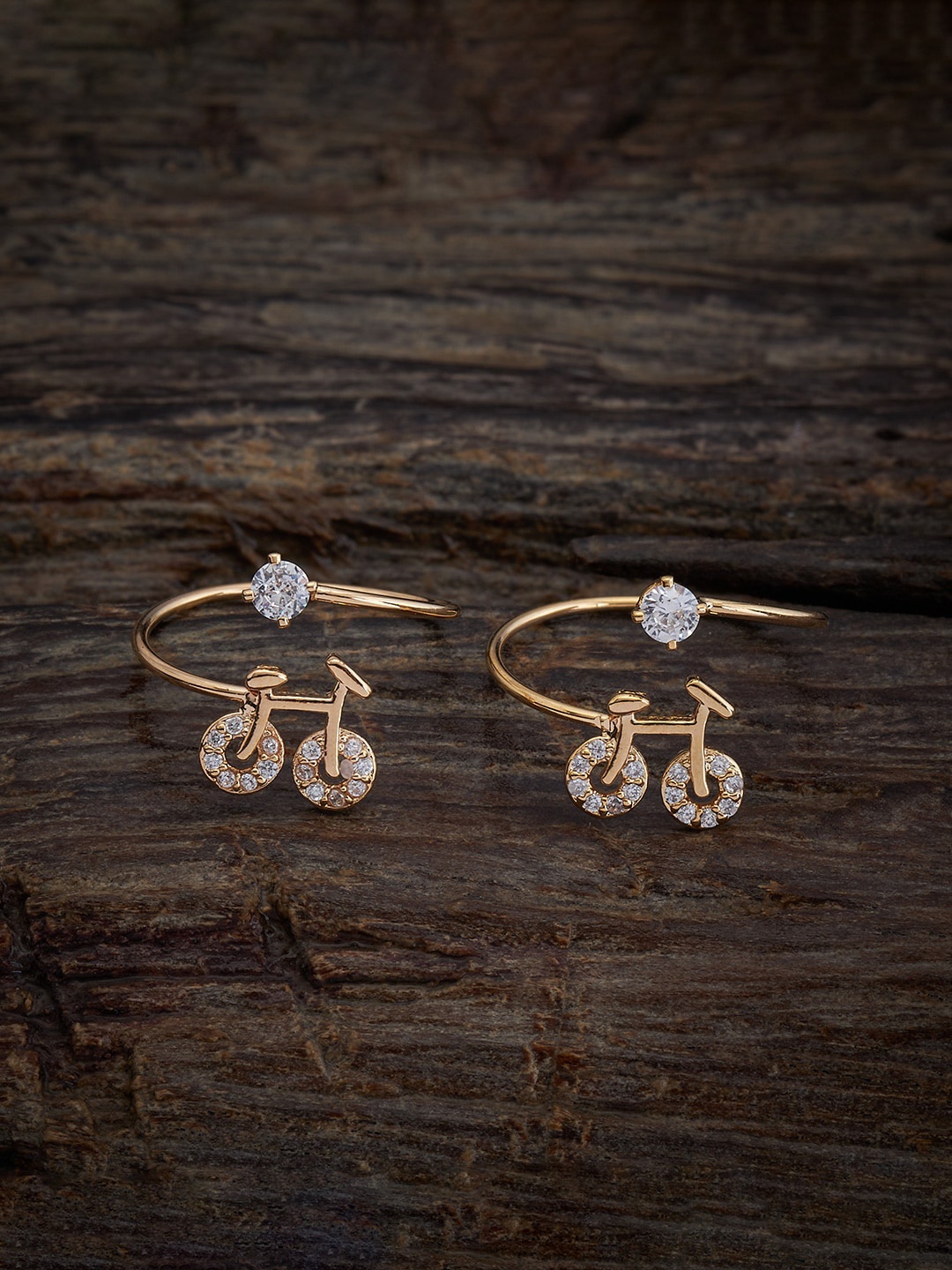 

Kushal's Fashion Jewellery Set of 2 Gold-Plated Cubic Zirconia Studded Toe Rings