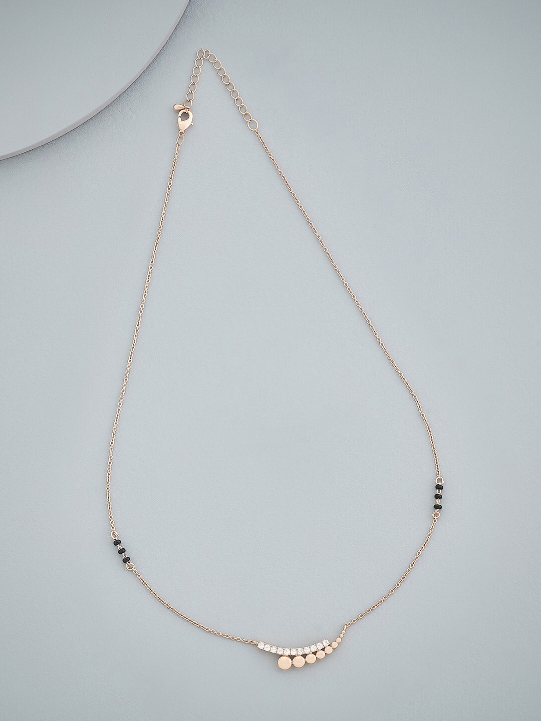 

Kushal's Fashion Jewellery Rose Gold-Plated Cubic Zirconia Beaded Mangalsutra