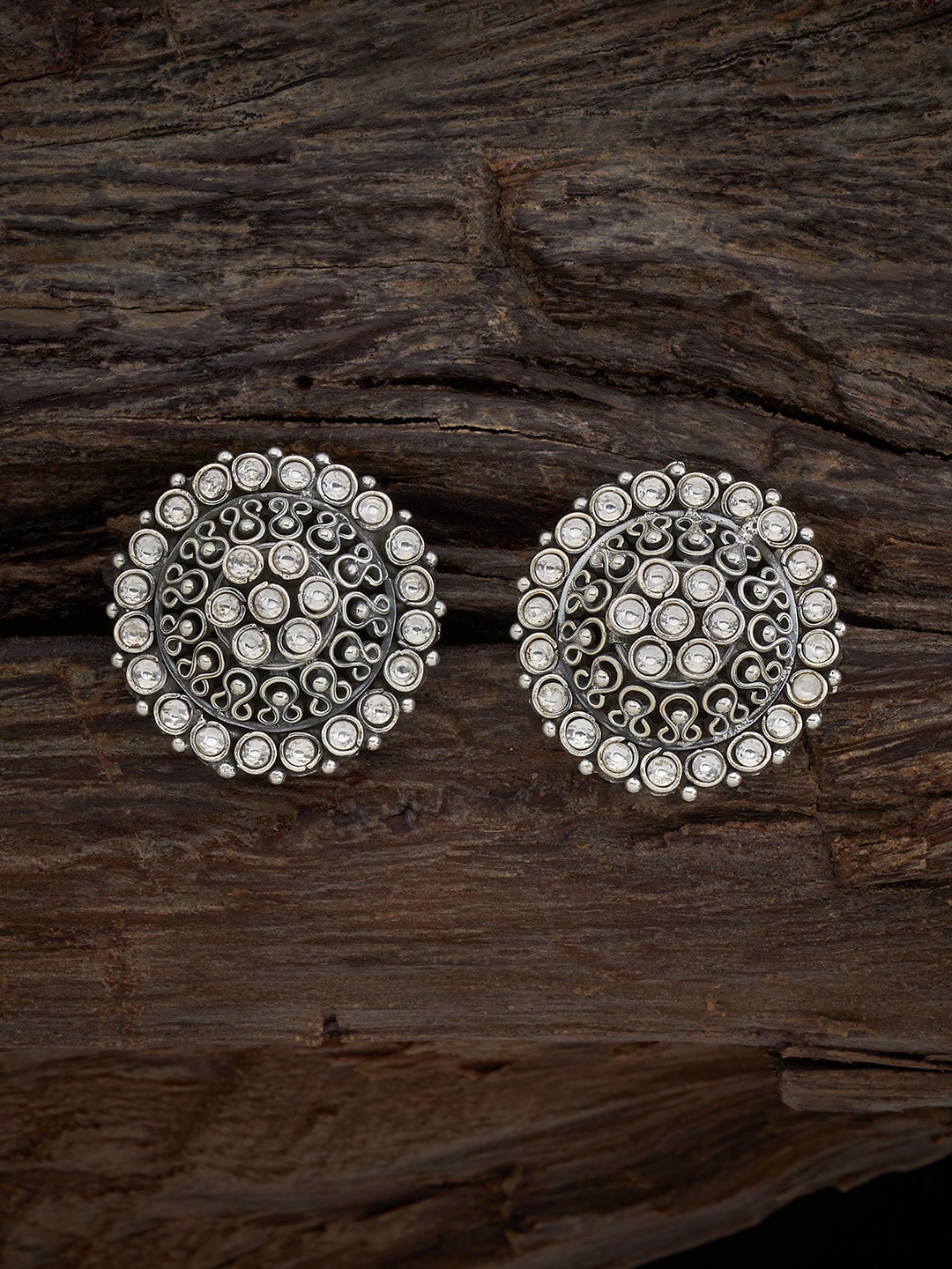

Kushal's Fashion Jewellery Silver Studded Rhodium-Plated Studs Earrings, White