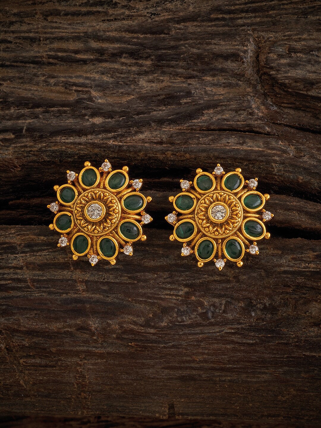 

Kushal's Fashion Jewellery Antique Gold-Plated Stones Studded Stud Earrings