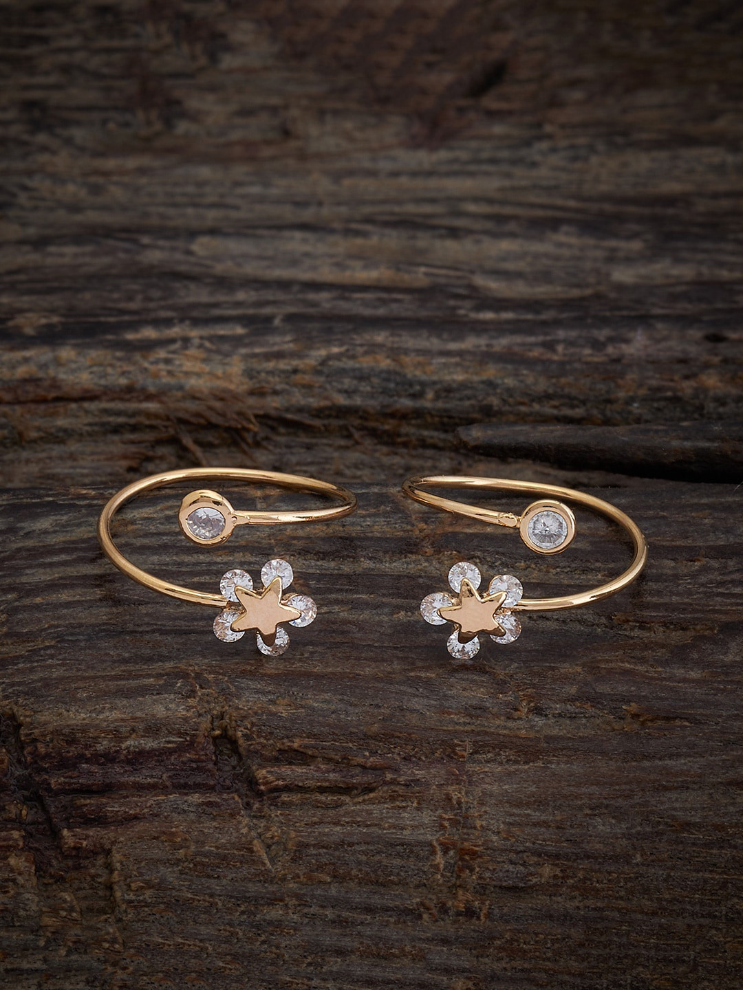 

Kushal's Fashion Jewellery Gold-Plated CZ-Stone Studded Toe Rings