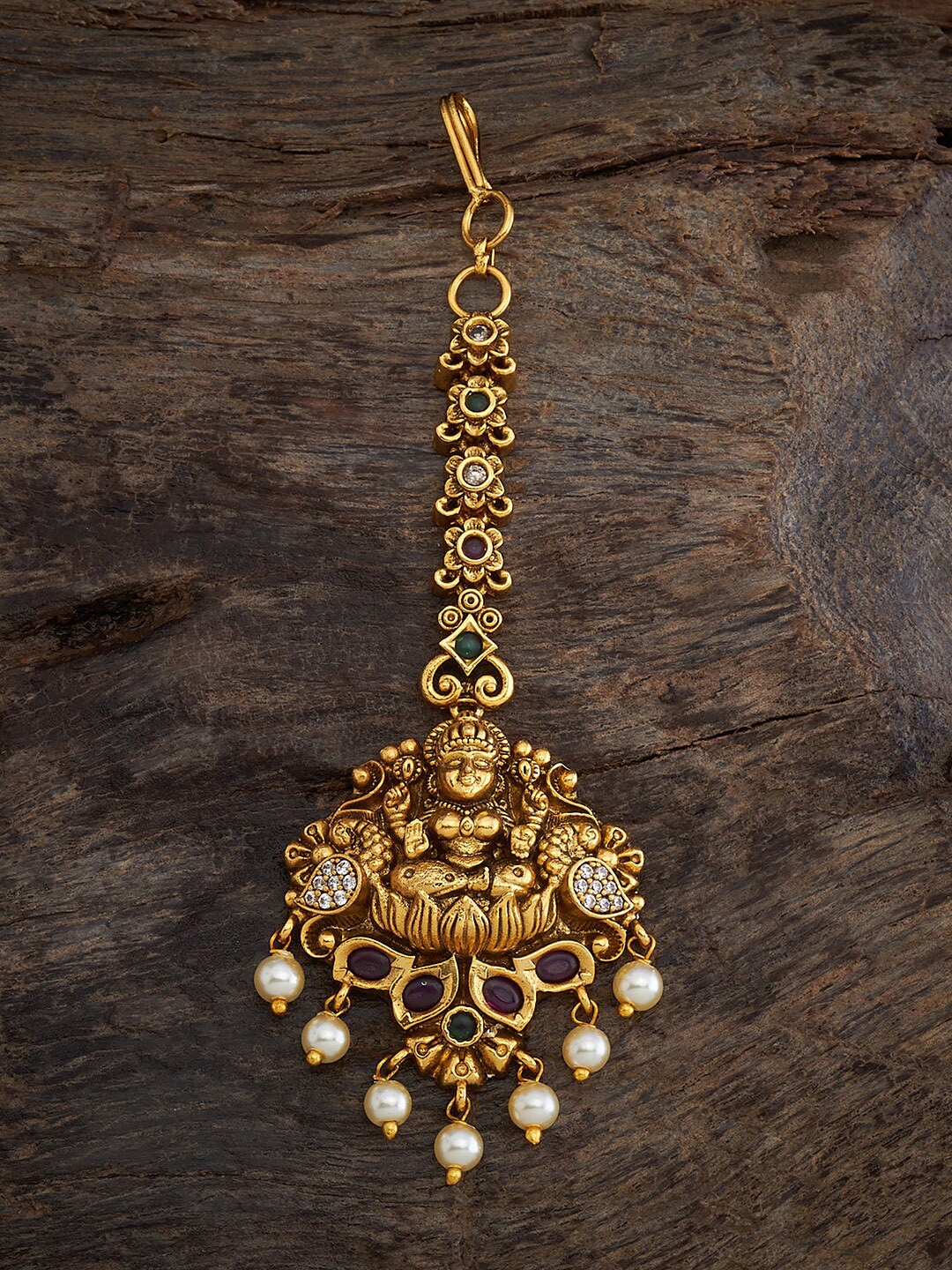 

Kushal's Fashion Jewellery Gold-Plated Artificial Beads Studded Maang Tikka Head Jewellery