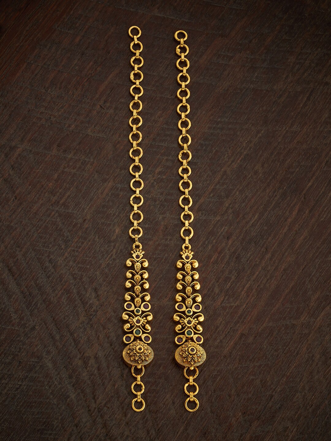 

Kushal's Fashion Jewellery Gold-Plated Stones Studded Cuff Earrings