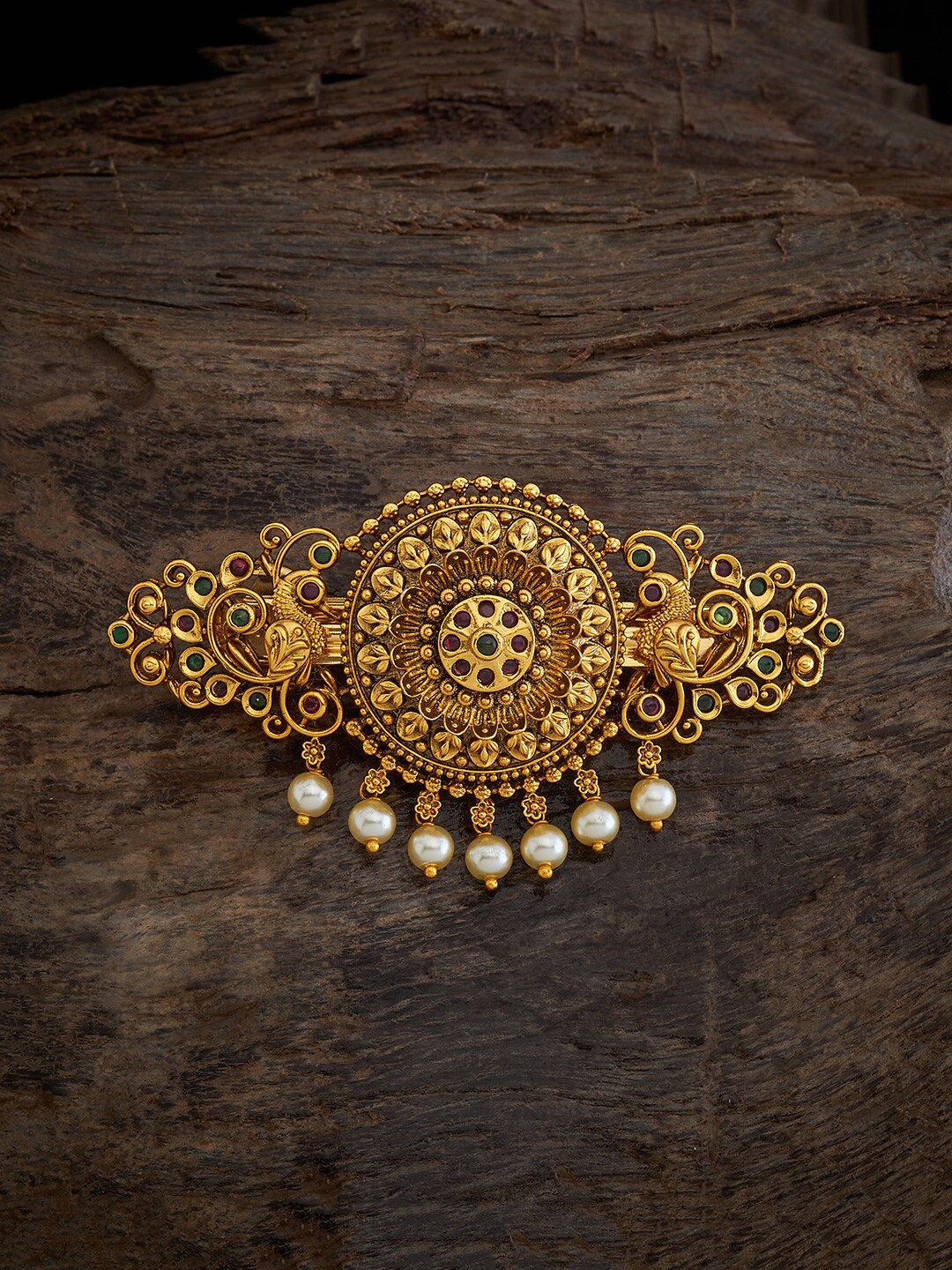 

Kushal's Fashion Jewellery Women Embellished French Barrette, Gold
