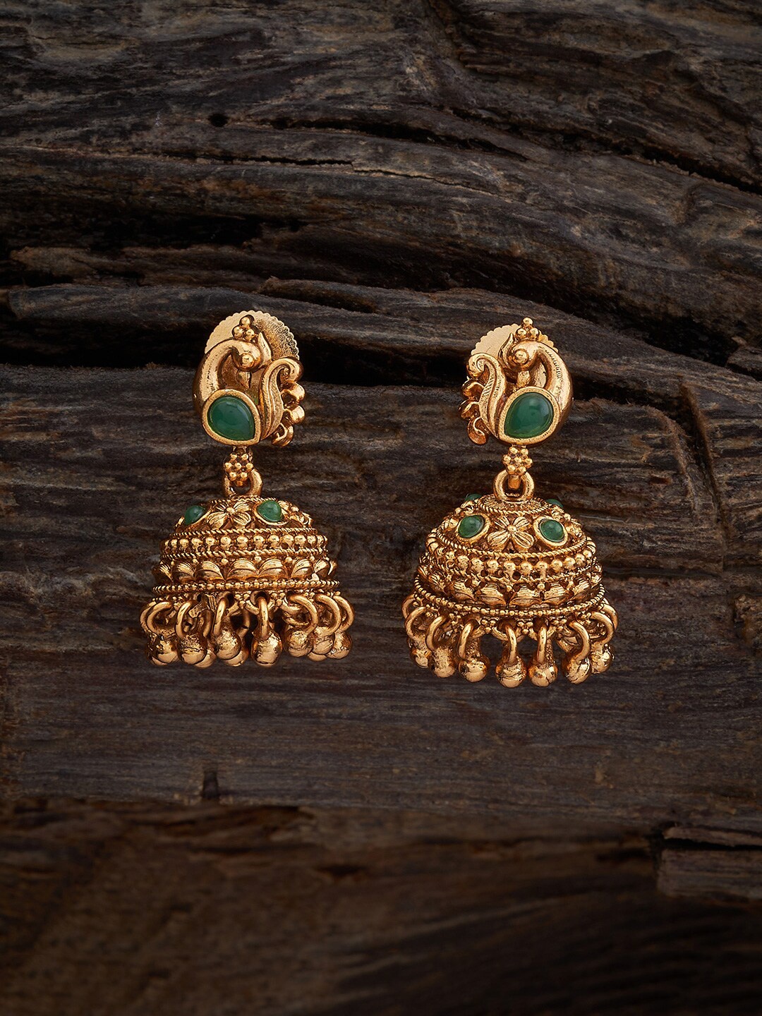 

Kushal's Fashion Jewellery Gold-Plated Stones Studded Dome Shaped Jhumkas