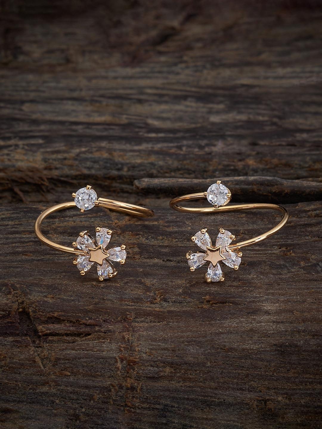 

Kushal's Fashion Jewellery Set of 2 Gold-Plated Cubic Zirconia Studded Toe Rings