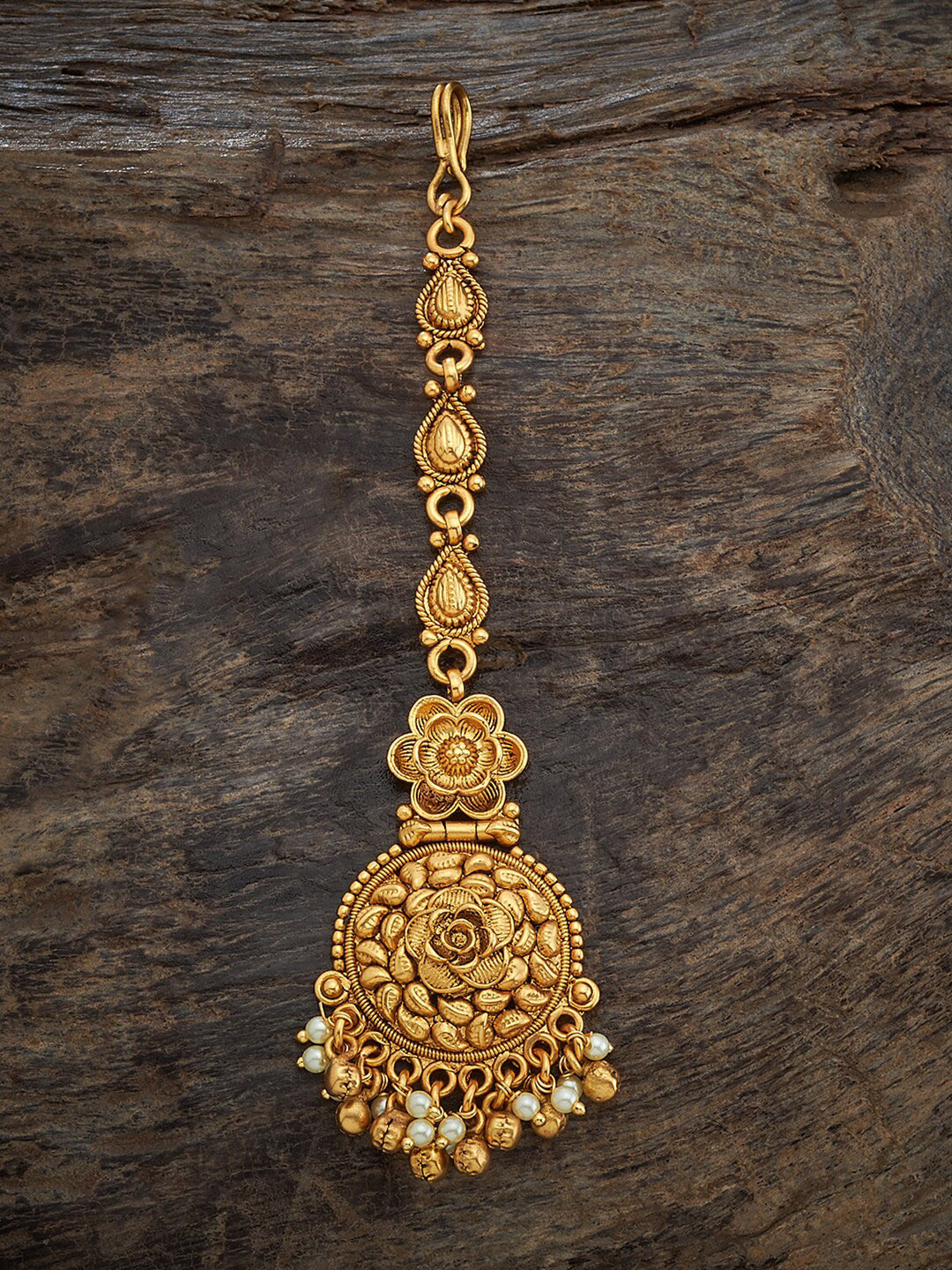 

Kushal's Fashion Jewellery Gold-Plated Artificial Beads Studded Maang Tikka Head Jewellery