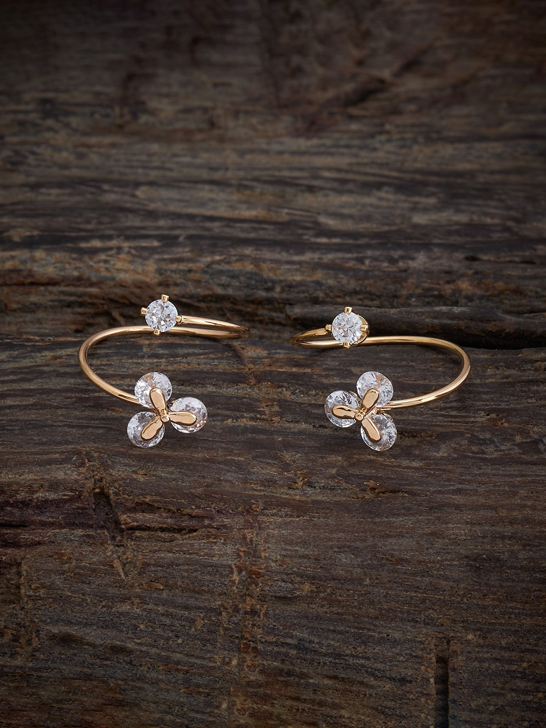 

Kushal's Fashion Jewellery Set of 2 Gold-Plated Cubic Zirconia Studded Toe Rings