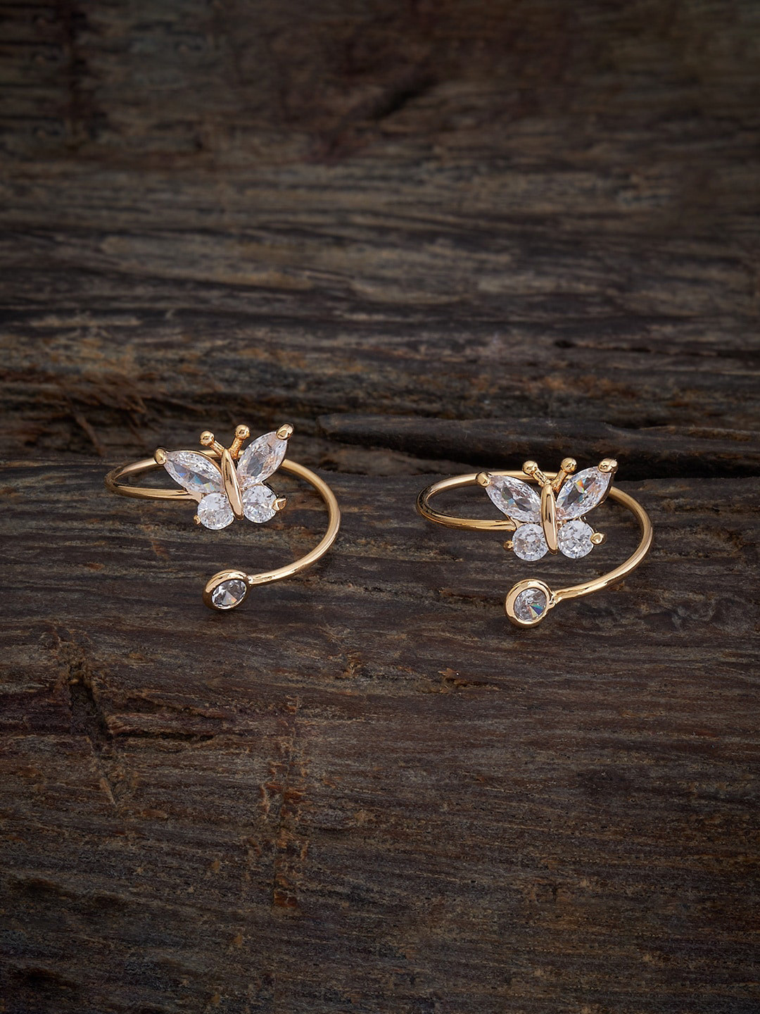 

Kushal's Fashion Jewellery Set of 2 Gold-Plated Cubic Zirconia Studded Toe Rings