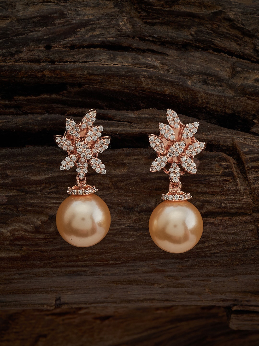 

Kushal's Fashion Jewellery Rose Gold-Plated Cubic Zirconia Studded Studs Earrings